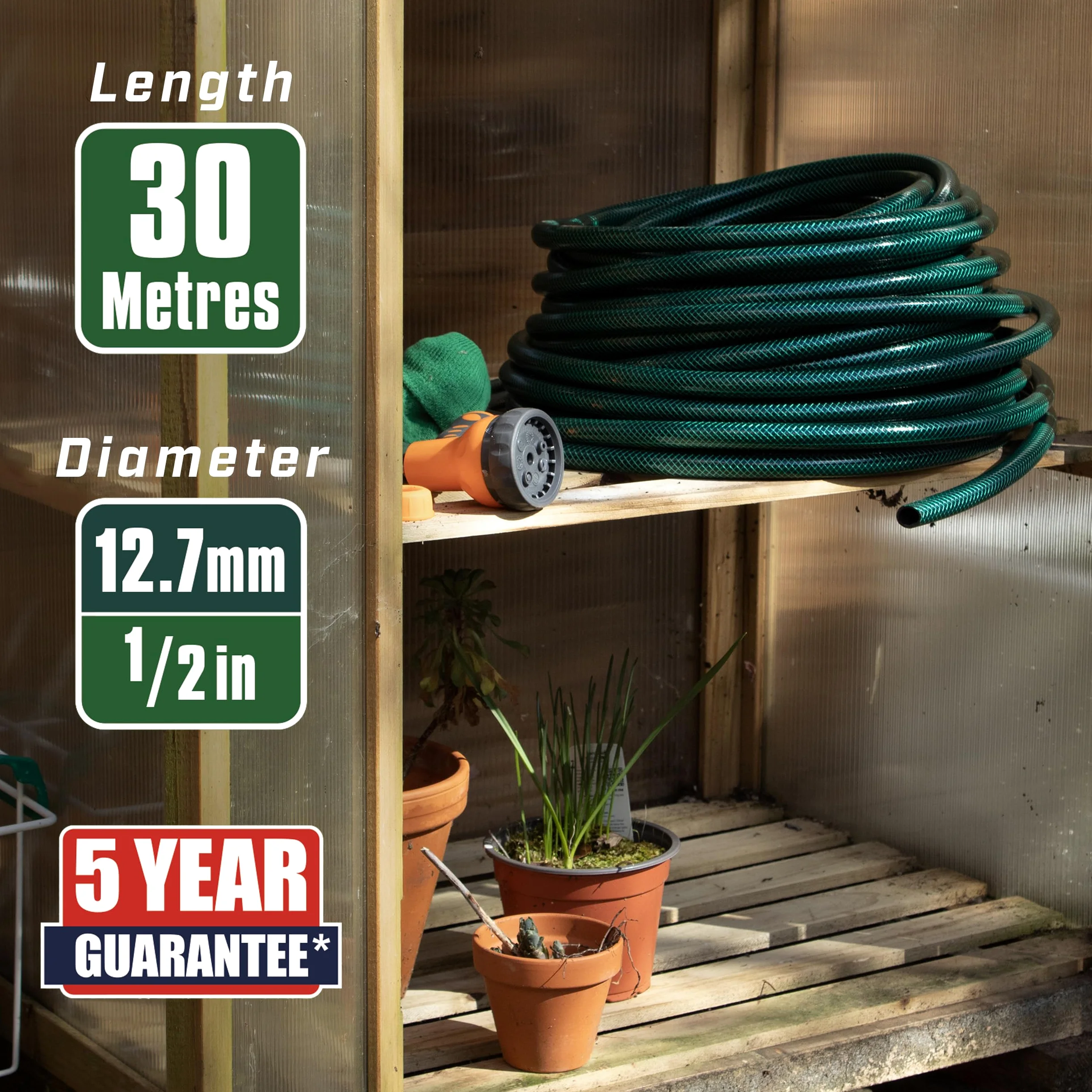 Kit tuyau renforcé Faithfull 30m avec raccords et pistolet