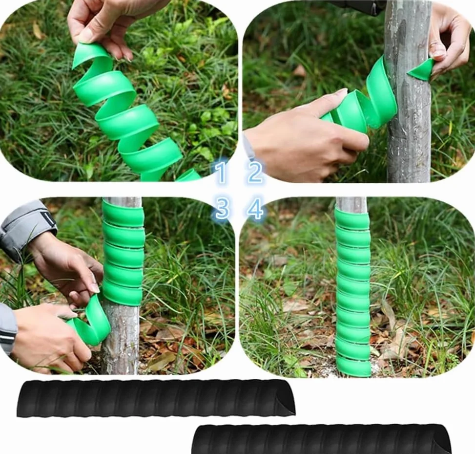 Lot de 6 protections pour tronc d'arbre, 2 tailles, noir