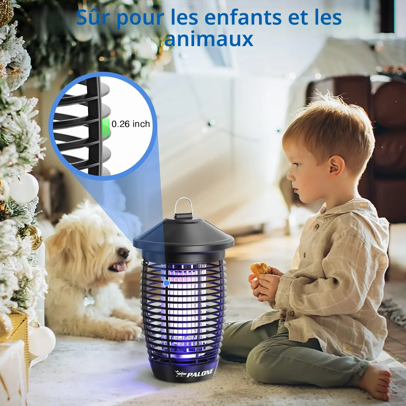 Palone Lampe Anti Moustique 4500V 20W UV Tueur d'Insectes Électrique Portée 100m² Intérieur Extérieur