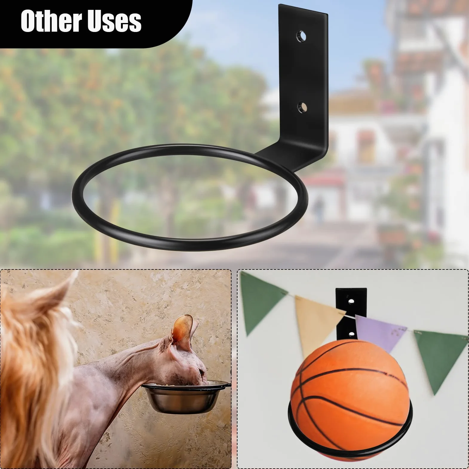 Lot de 20 anneaux de suspension murale pour pot de fleurs en métal pour balcon, maison, jardin, cour, noir (10,2 cm)