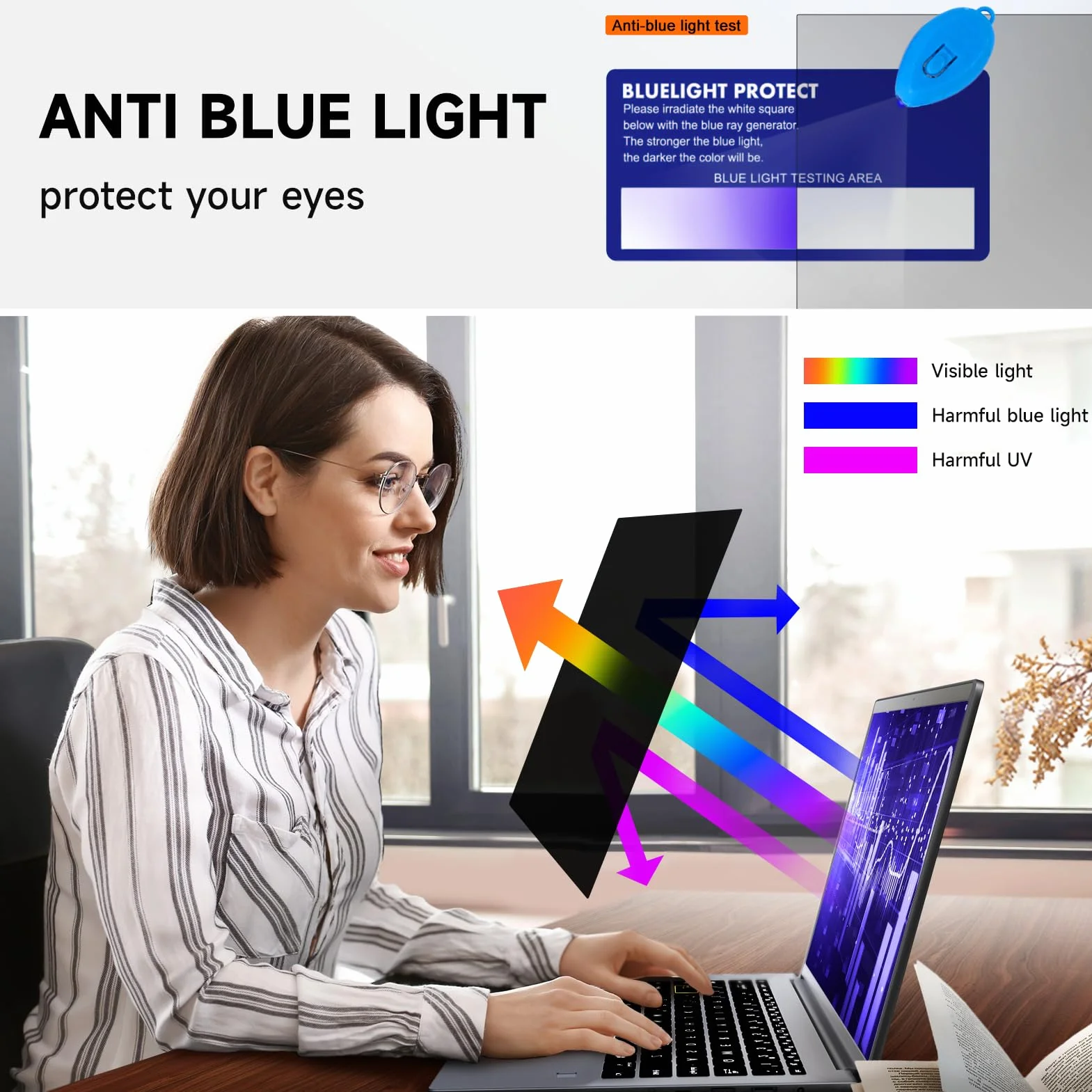 Filtre de Confidentialité 15.6 Pouces 16:9 pour Ordinateur Portable, Compatible HP Dell Acer Lenovo Thinkpad Samsung ASUS, Anti-Lumière Bleue