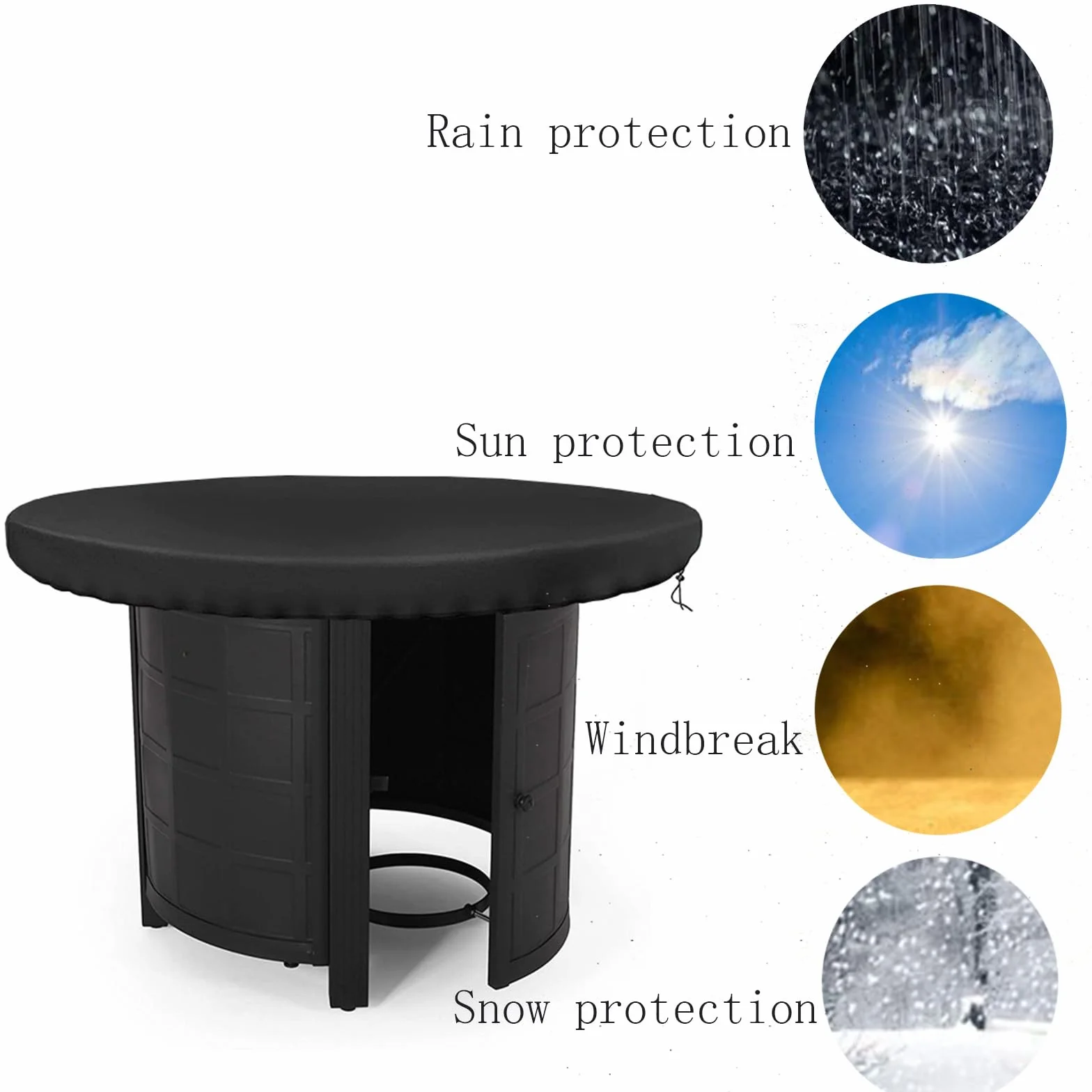 Housse Barbecue Exterieur Imperméable 80cm Protection Plaque Gril Rond