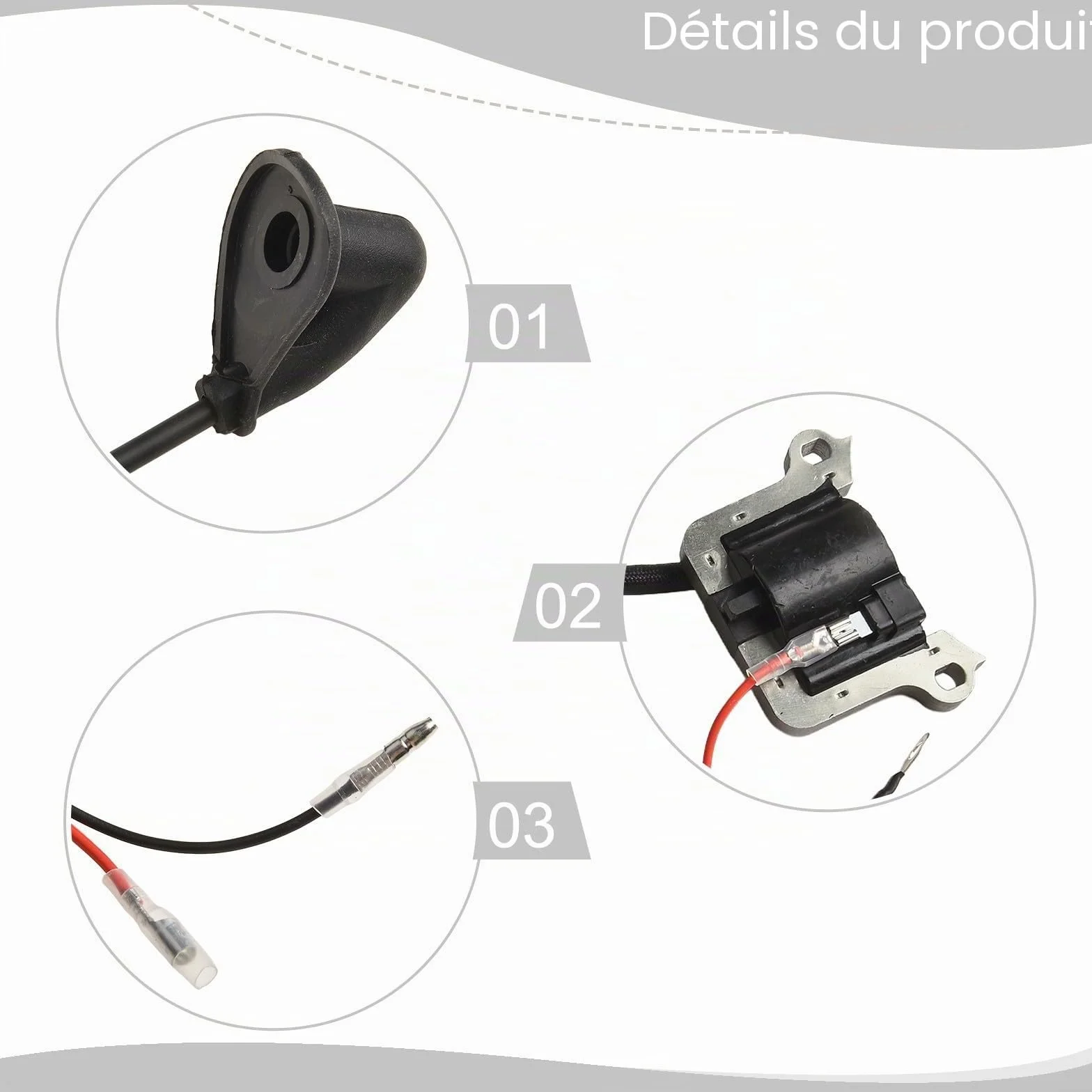 Bobine d'allumage pour moteur de débroussailleuse 43cc 52cc CG430 CG520 1E44F-5 1E40F-5 Pièce de rechange
