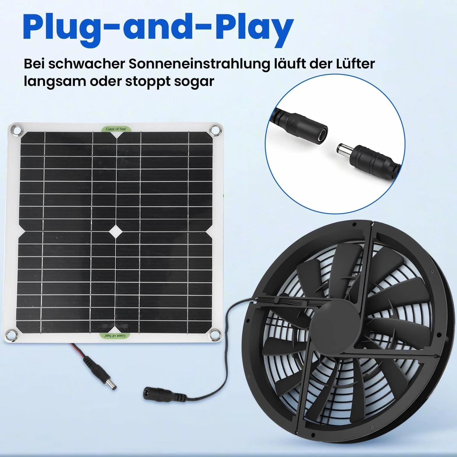 Ejoyous Ventilateur Solaire 100 W, Panneau Solaire étanche pour Serres Maisons