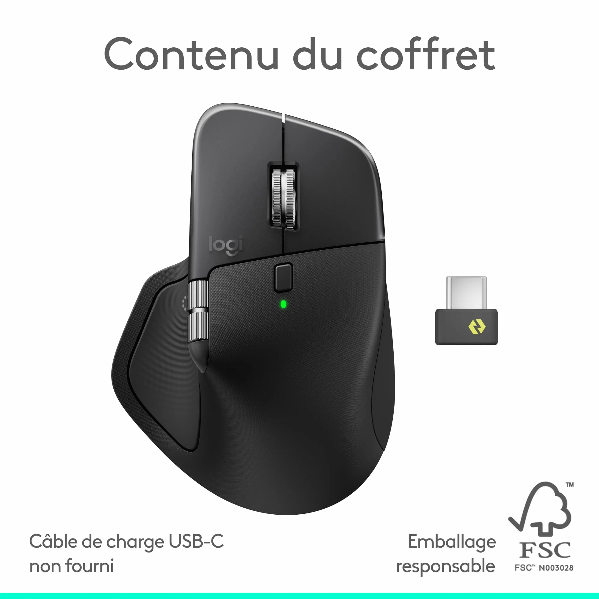 Logitech MX Master 4 Souris sans Fil Ergonomique avec Retour haptique Charge USB-C Bluetooth Graphite