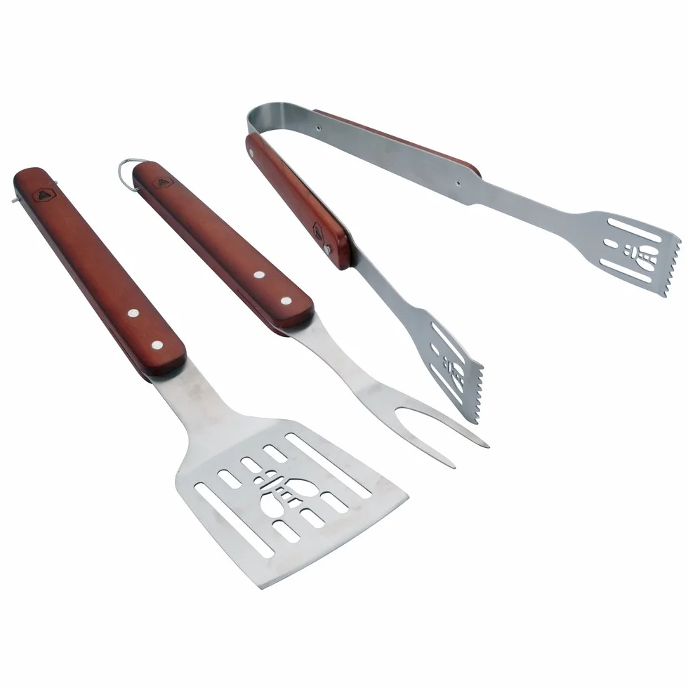 LAGUIOLE Set Barbecue 3 Ustensiles Acier Inoxydable Bois Coffret Cadeau