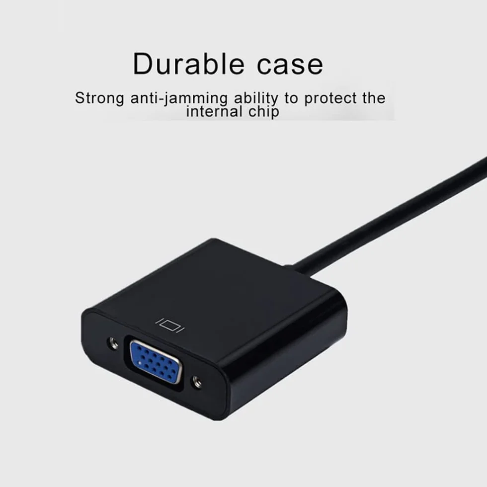 Adaptateur HDMI vers VGA plaqué Or Full HD 1080P Convertisseur Carte vidéo Externe (Black)