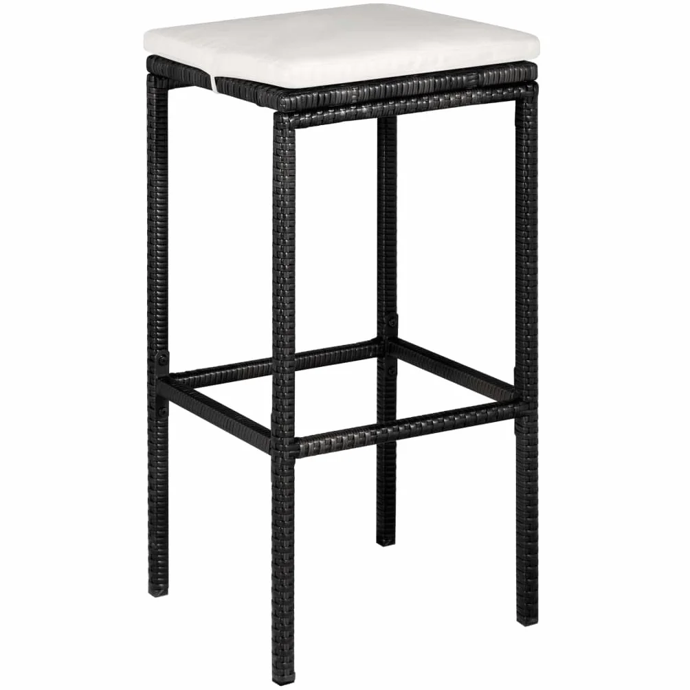 Ensemble de Bar de Jardin Noir Résine Tressée 5 Pièces avec Coussins