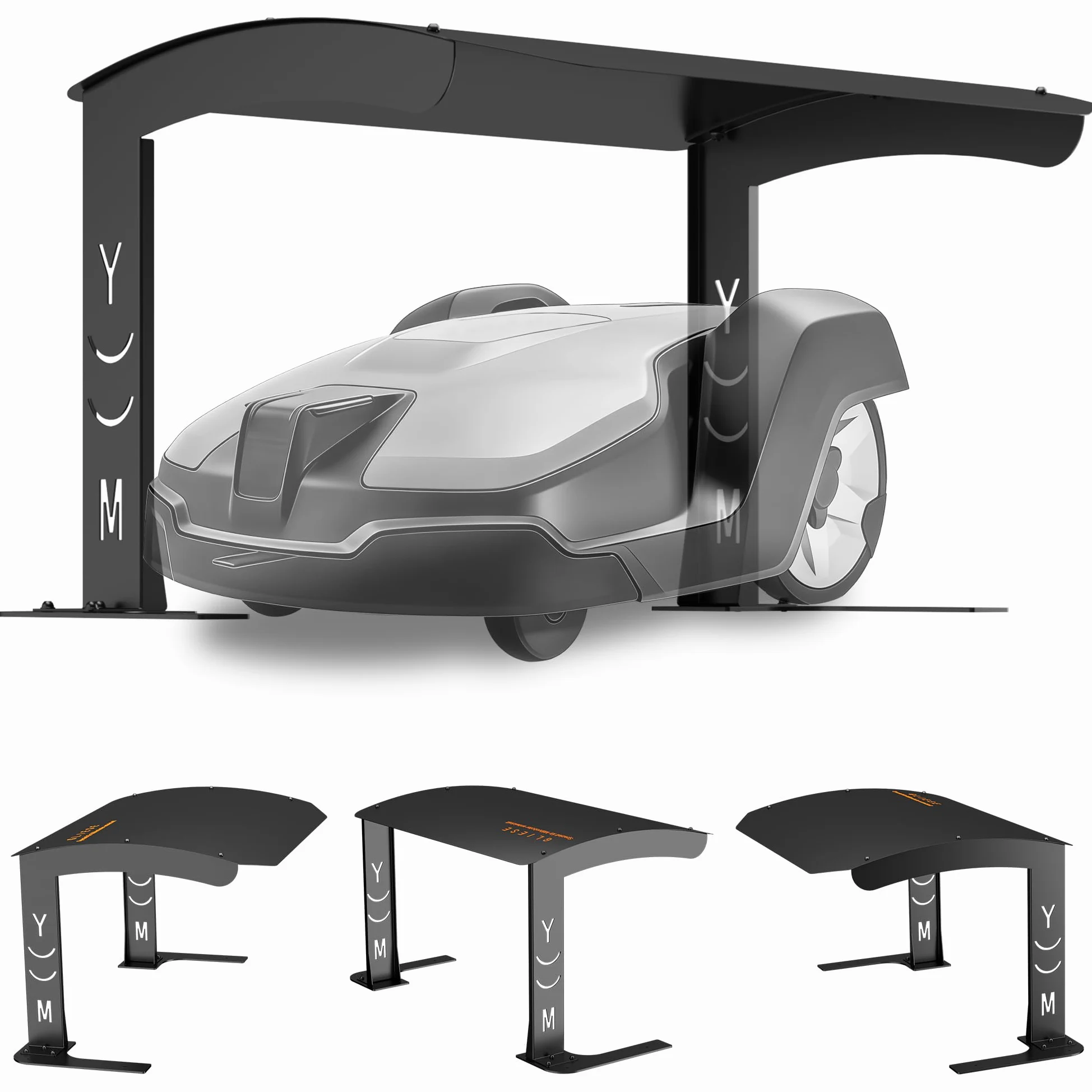 Garage pour tondeuse à gazon – Abri en acier de qualité supérieure – 70 x 55 x 41 cm – Ajustement universel pour les grandes marques – Finition noire électrophorétique résistante aux intempéries