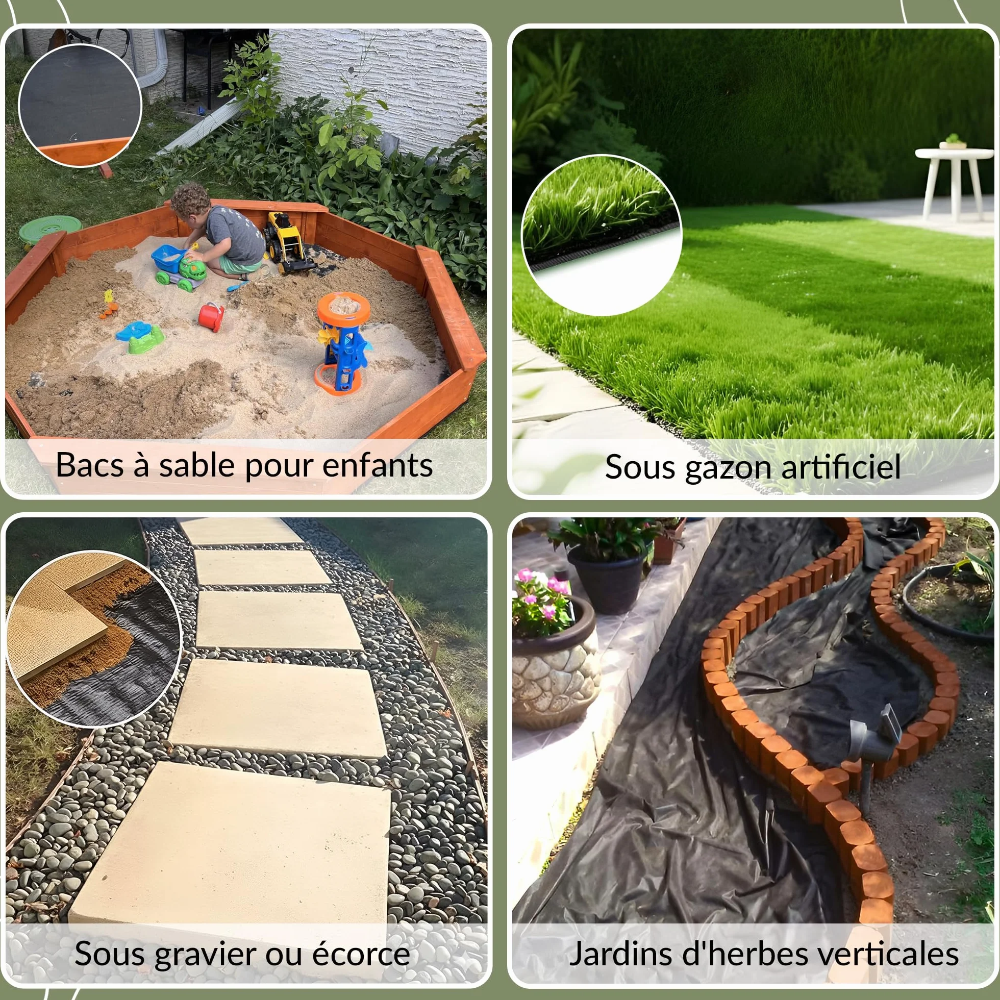 GARDENIX Toile Anti-Mauvaises Herbes 9 m² 3 m x 3 m Extra Forte 150 g/m² Non-tissé Perméable à l'eau