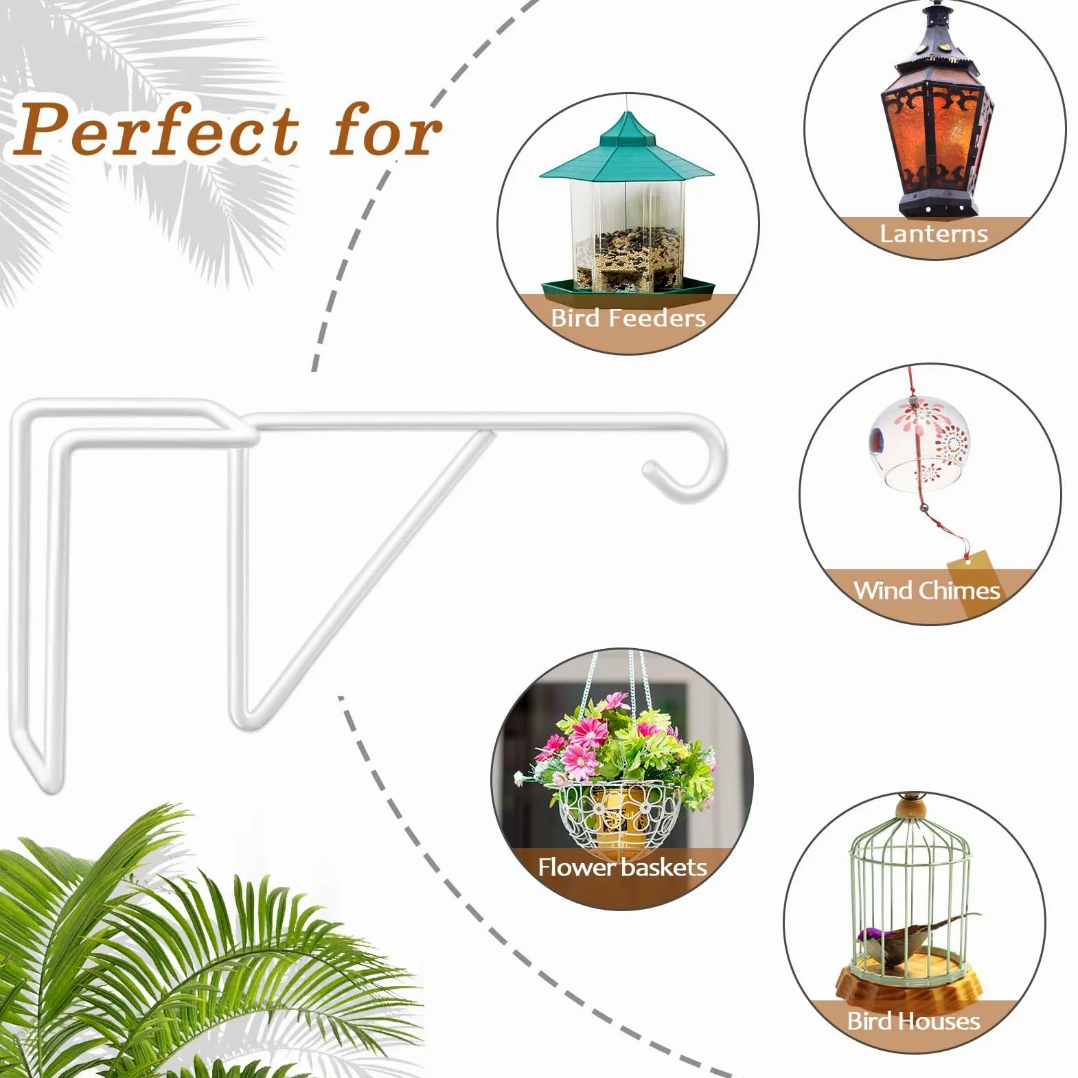 Lot de 6 crochets de clôture en vinyle pour extérieur et intérieur, robustes et durables pour pots de fleurs, mangeoires à oiseaux, paniers, lumières, paniers de fleurs, équipement de piscine
