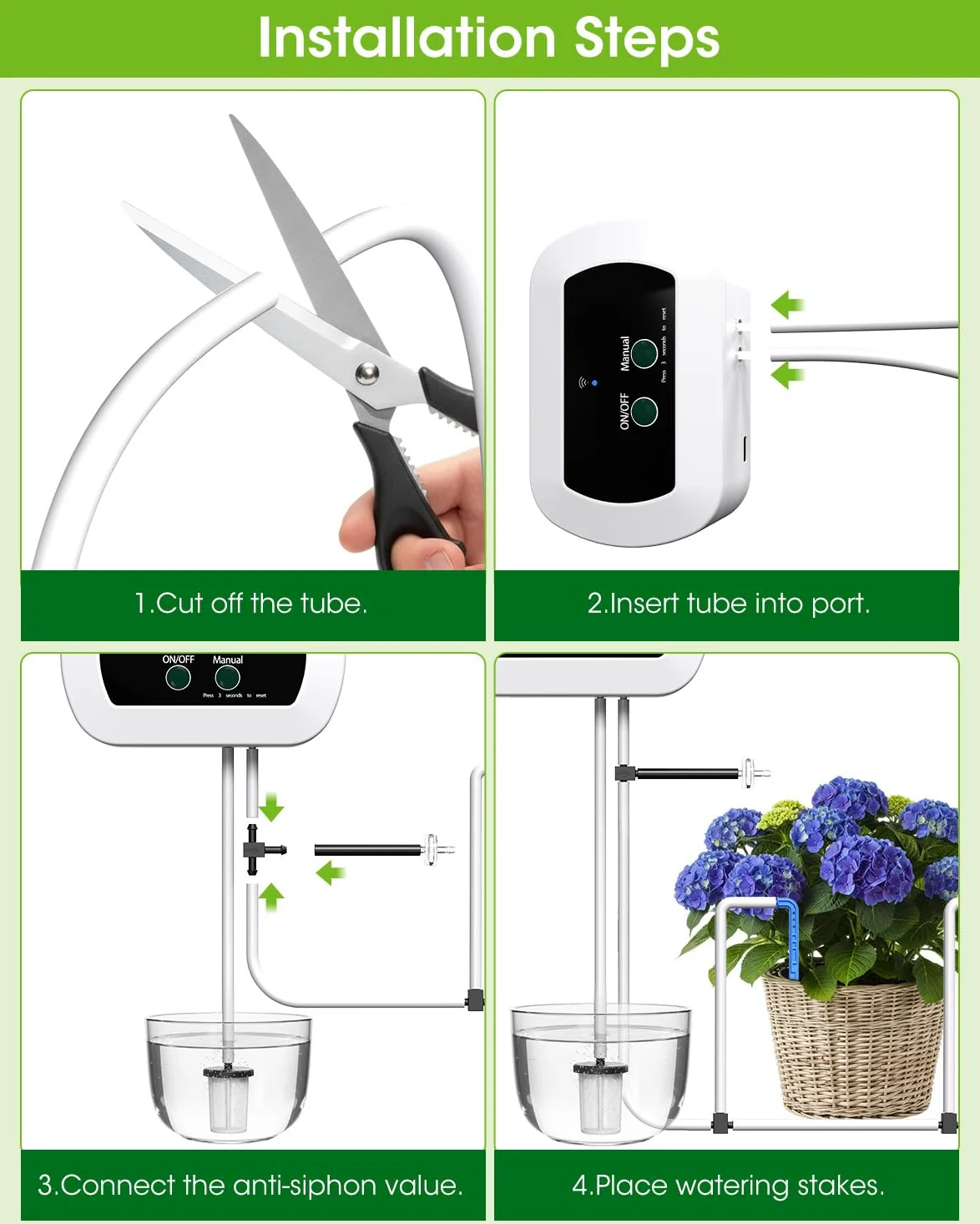 Système d'irrigation automatique WiFi, système d'irrigation contrôlé par application, système d'arrosage intelligent de balcon pour l'intérieur et l'extérieur, système d'irrigation de jardin | Système d'arrosage Wi-Fi pour 10 plantes en pot pour balcon, i