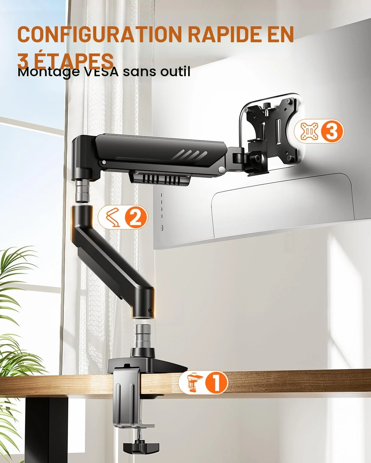 ErGear Bras Ecran PC 13-34 Pouces VESA 75/100 mm jusqu'à 9kg Gestion de Câbles