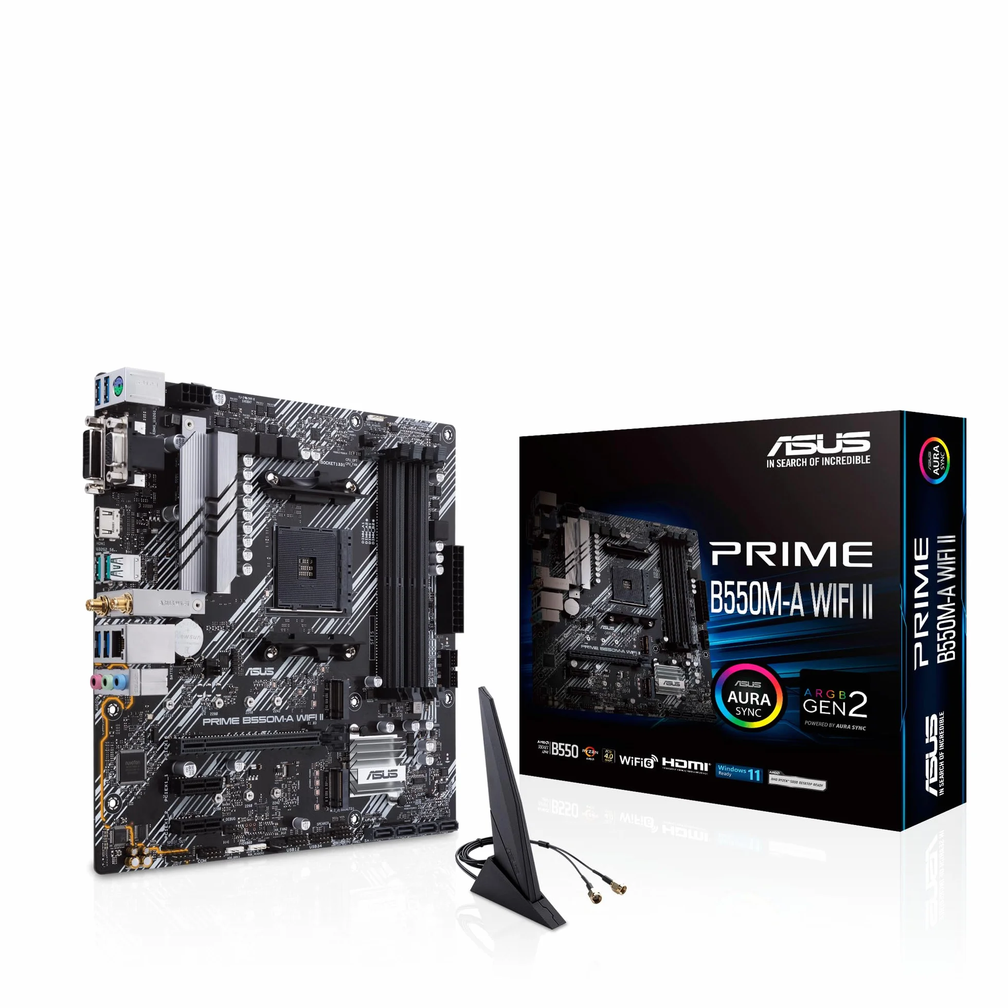 ASUS Prime B550M-A WI-FI II Carte mère AMD B550 Ryzen AM4 Micro ATX PCIe 4.0 DDR4 4400 Intel WiFi 6