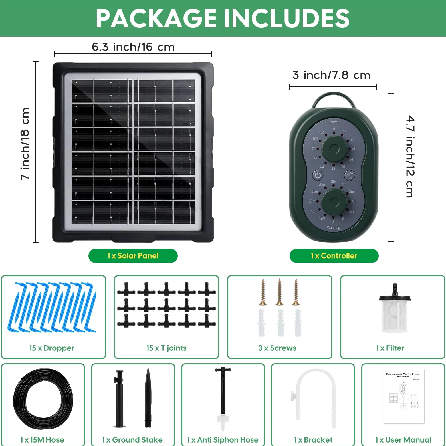 Arrosage Goutte a Goutte Solaire, Kit D'irrigation Automatique Solaire 3W, Arrosage Système Automatique avec Minuterie Intégrée pour 15 Pots pour Intérieur et Exterieur Balcon Jardin Plante