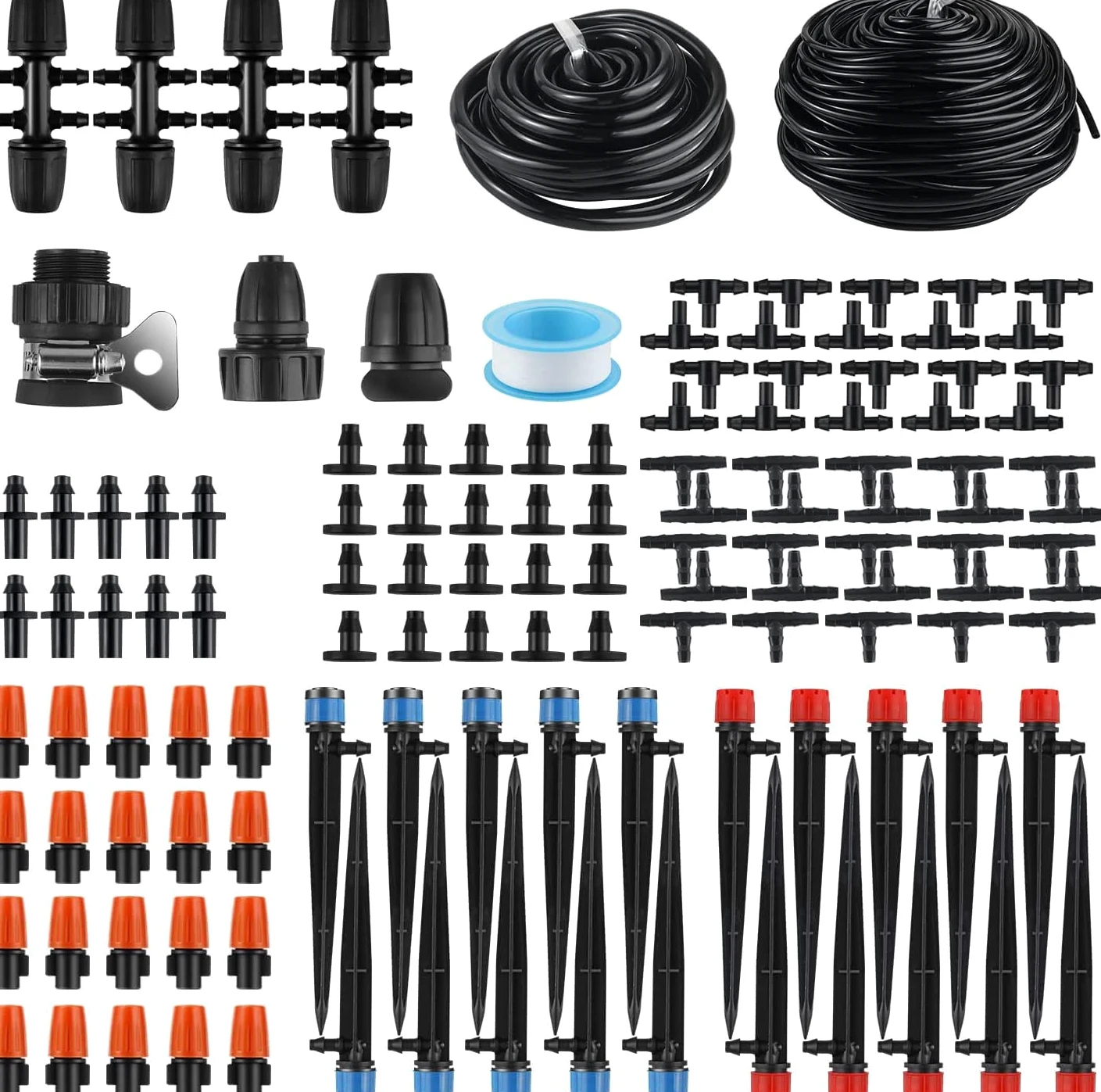MSDADA Kit de Système D'irrigation Goutte à Goutte de 226 FT - Système D'irrigation Automatique,Kit d'irrigation des Plantes - Buse Atomisante pour Serre, Plante, Parterre de Fleurs,Terrasse,Pelouse