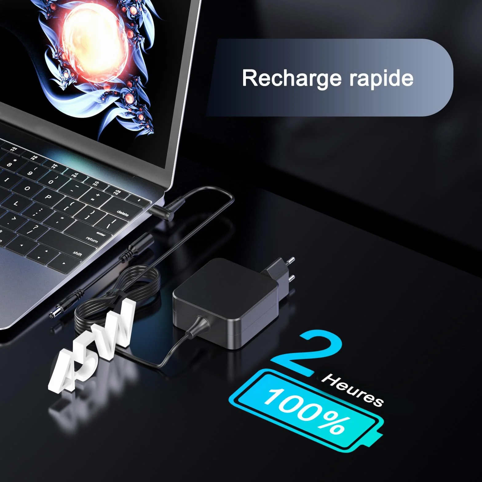 Chargeur Ordinateur Portable ASUS 45W Prise 4.0 x 1.35 mm Compatible Vivobook 14/15/17 Zenbook UX/UXD/TP Series