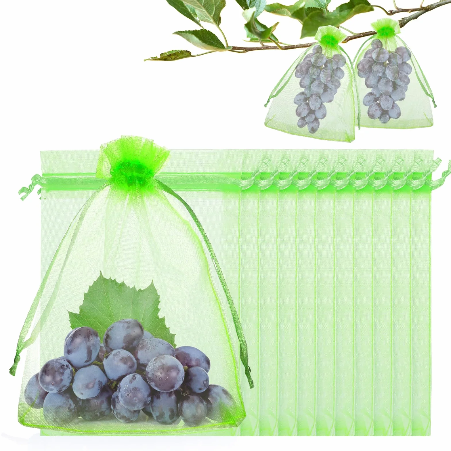 Sac de Raisin Net 15x20cm Filet Anti-Insectes Réutilisable 50pcs Protection Fruits Légumes Jardin