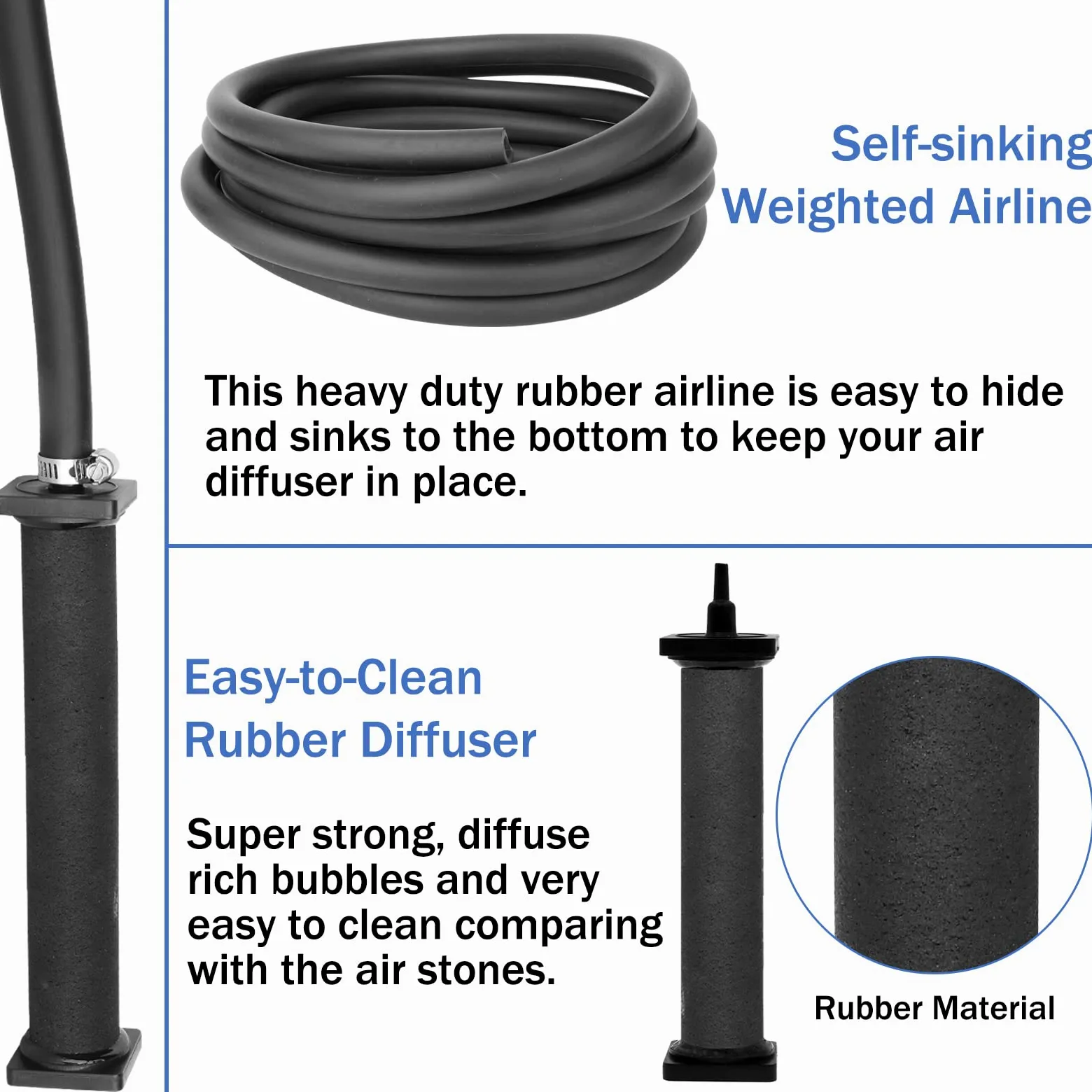 AquaMiracle Kit d'aération de bassin – Aérateur de bassin Koi Kit de pompe à air pour bassin jusqu'à 15 000 gallons Dégivreur d'étang Système d'aération tout-en-un avec contrôle du débit d'air en
