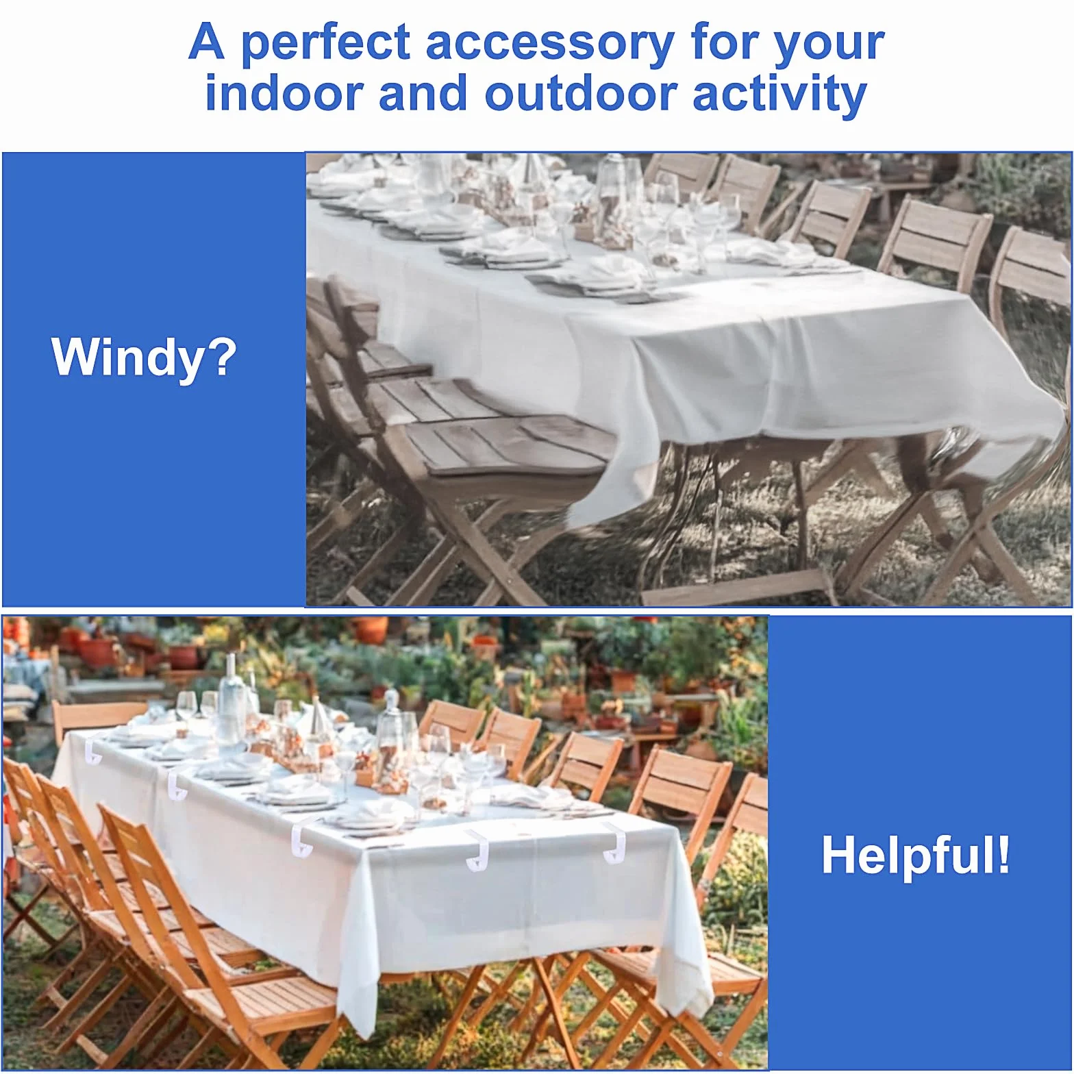 Lot de 12 pinces à nappe transparentes en plastique pour l'extérieur Noël mariage pique-nique