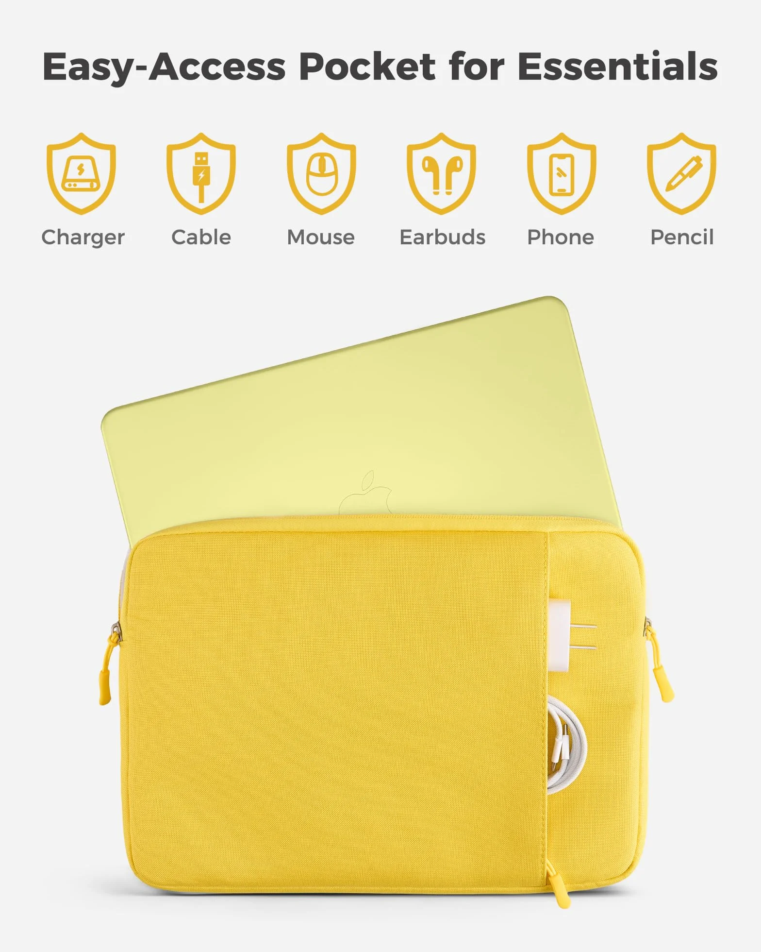 ProCase Housse MacBook Neo 13" 2026 A3404 Pochette Ordinateur Fine Légère Imperméable Jaune agrume