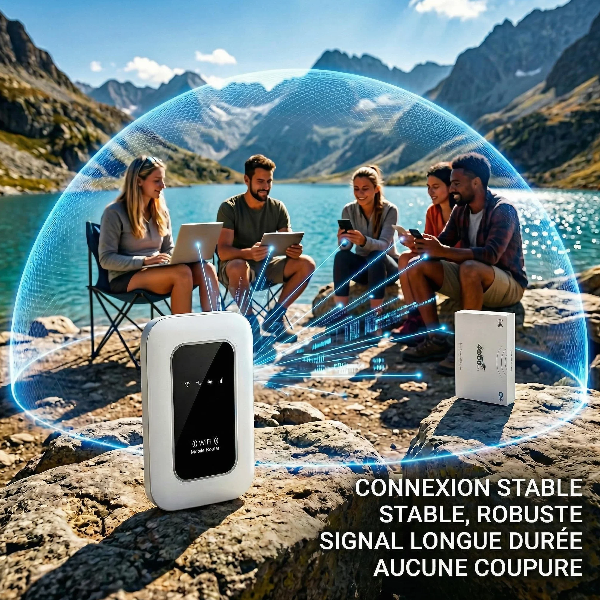 Routeur 5G Portable WiFi 6 Modem Carte SIM Déverrouillé Haut Débit 5G/4G+ Jusqu'à 28 Appareils