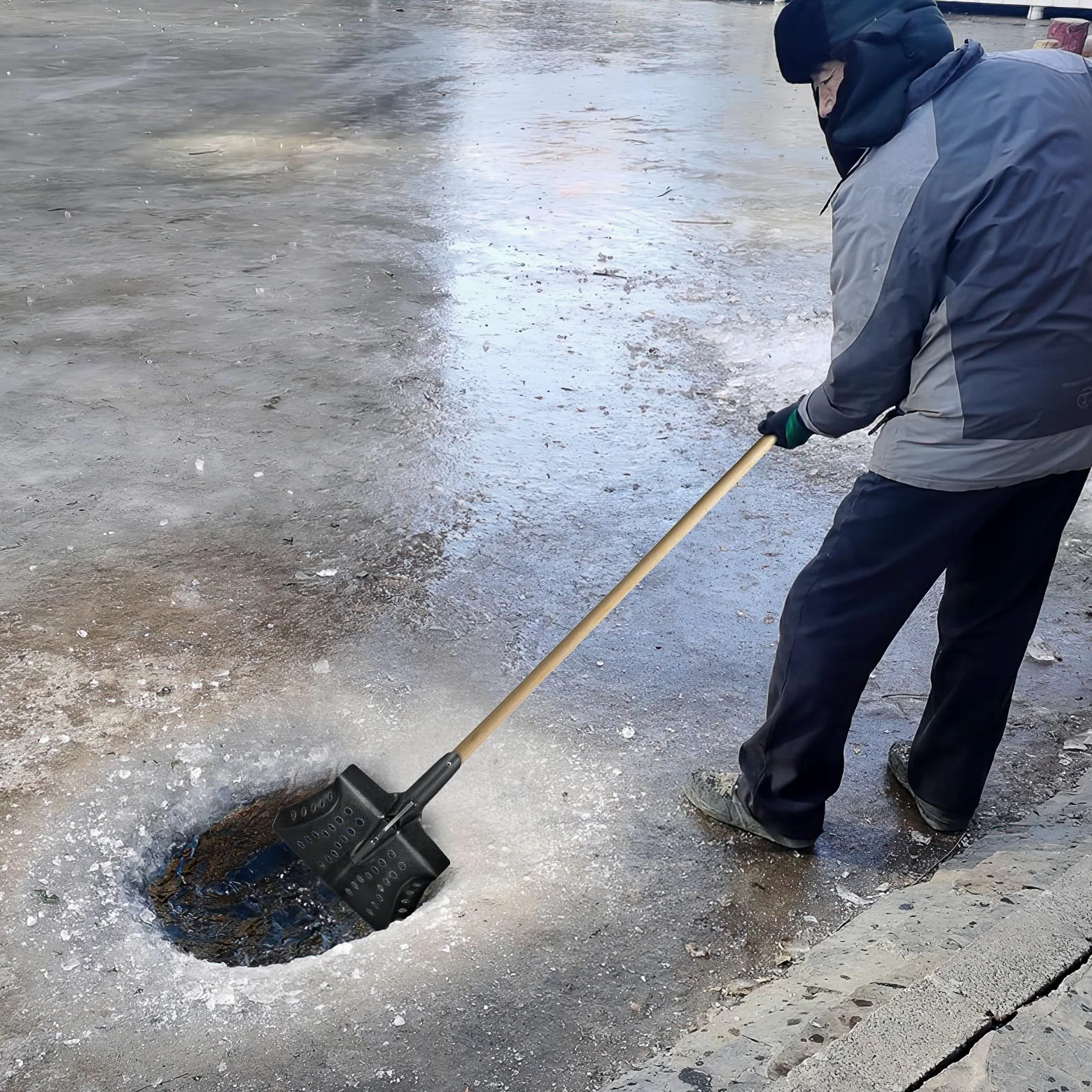 Veemoon Pelle à tamis en métal Épaisseur : métal Pelle à tamis Pelle à boue Pelle de vidange pour la plantation et la transplantation de jardins Pour le traitement des eaux usées