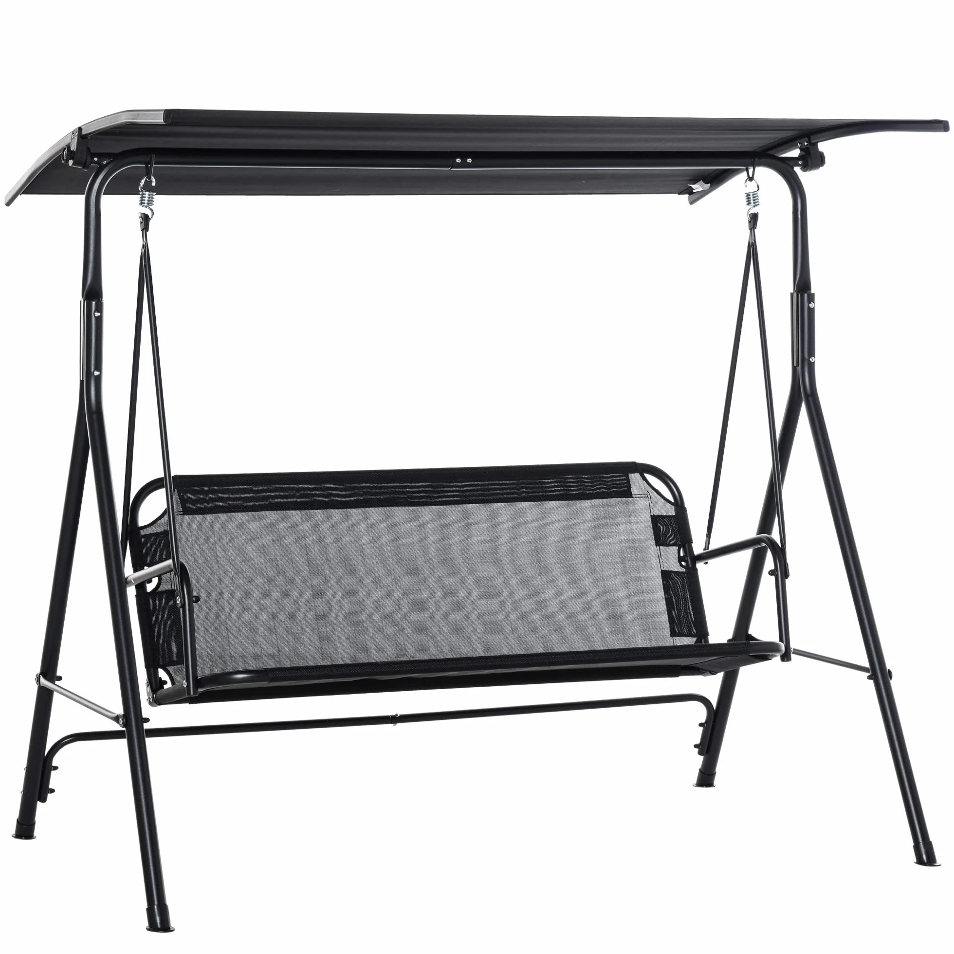 Outsunny Balancelle de Jardin 2 Places, Toit Inclinaison réglable, Structure Acier, 172x110x155 cm, Noir