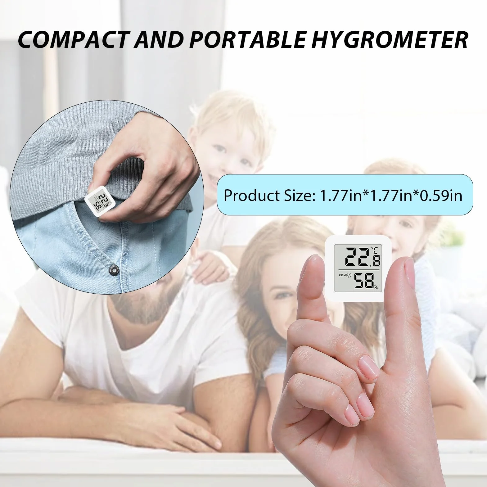 Thermomètre Hygromètre Intérieur Digital -10°C à 70°C Haute Précision 6 Pièces