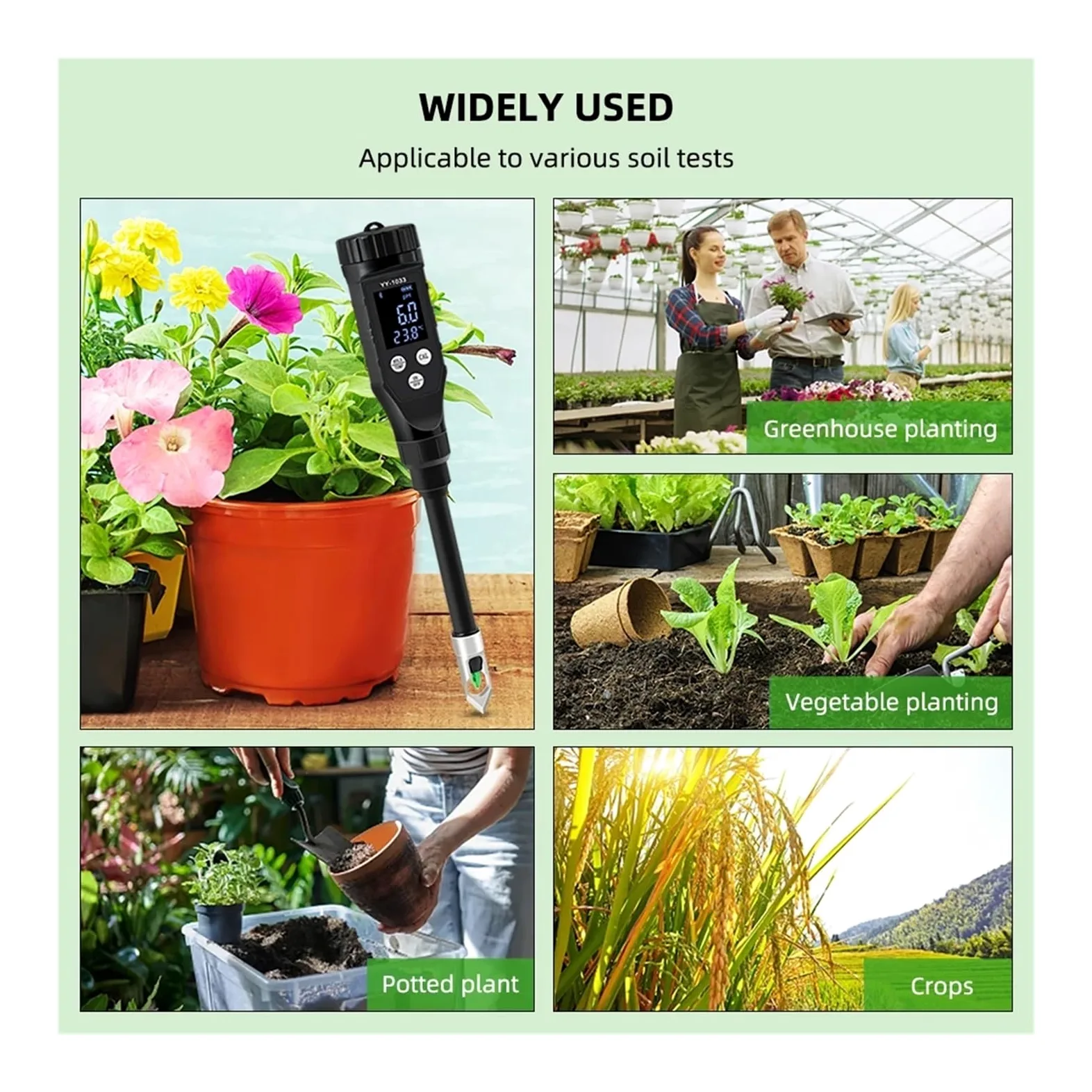 Testeur de pH Sol intellint 0, à 14, Bluetooth, enregistreur données, analyseur température et d'acidité for Culture hydroponique, Plantation, Jardin, Terres agricoles Jardinage, Agriculture