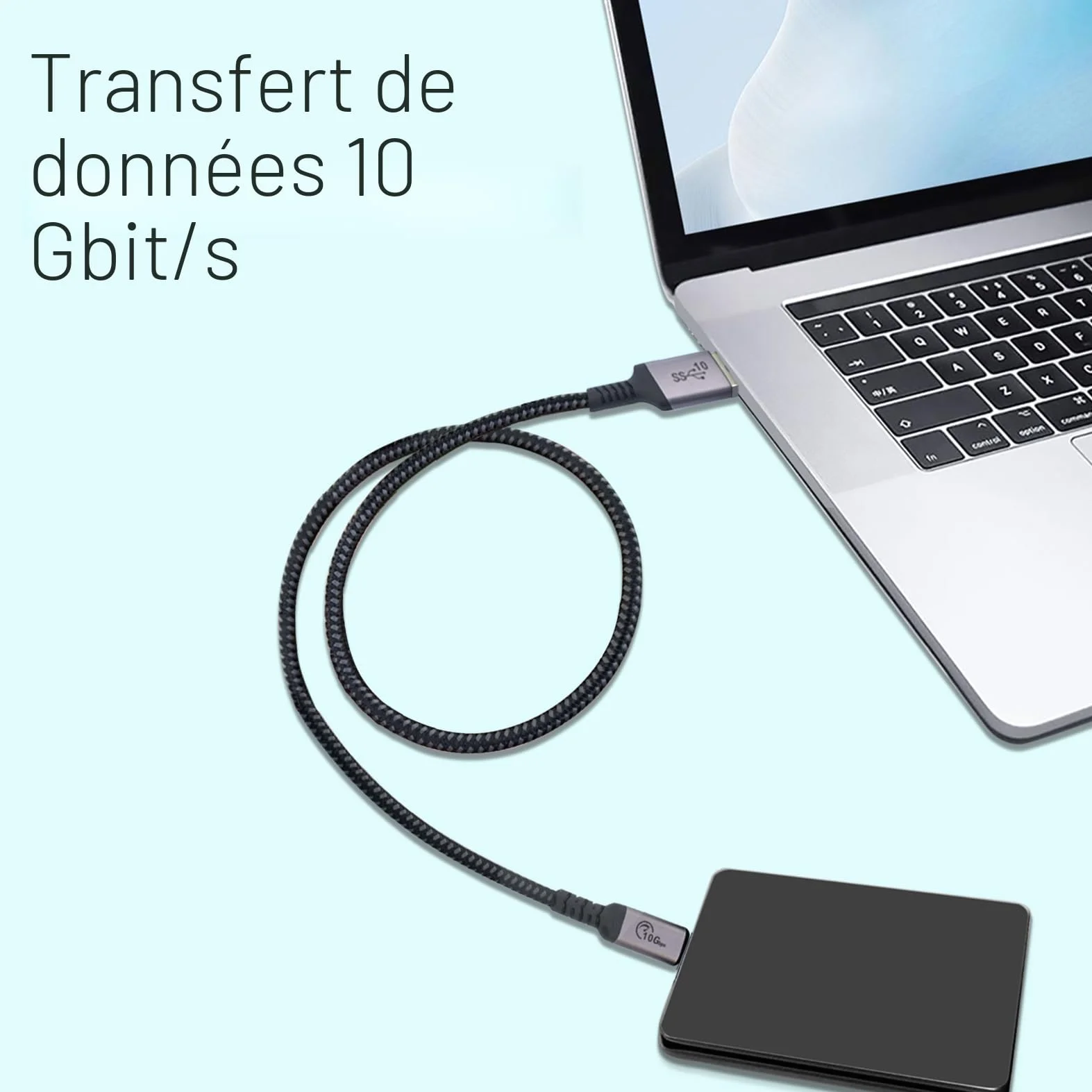 USB Cable 50CM 2 Pack USB A to C 10Gbps USB 3.1 Gen 2 3A Fast Charging Data Transfer for Samsung Galaxy S21 S10 S9 Note 20 iPad Pro GoPro