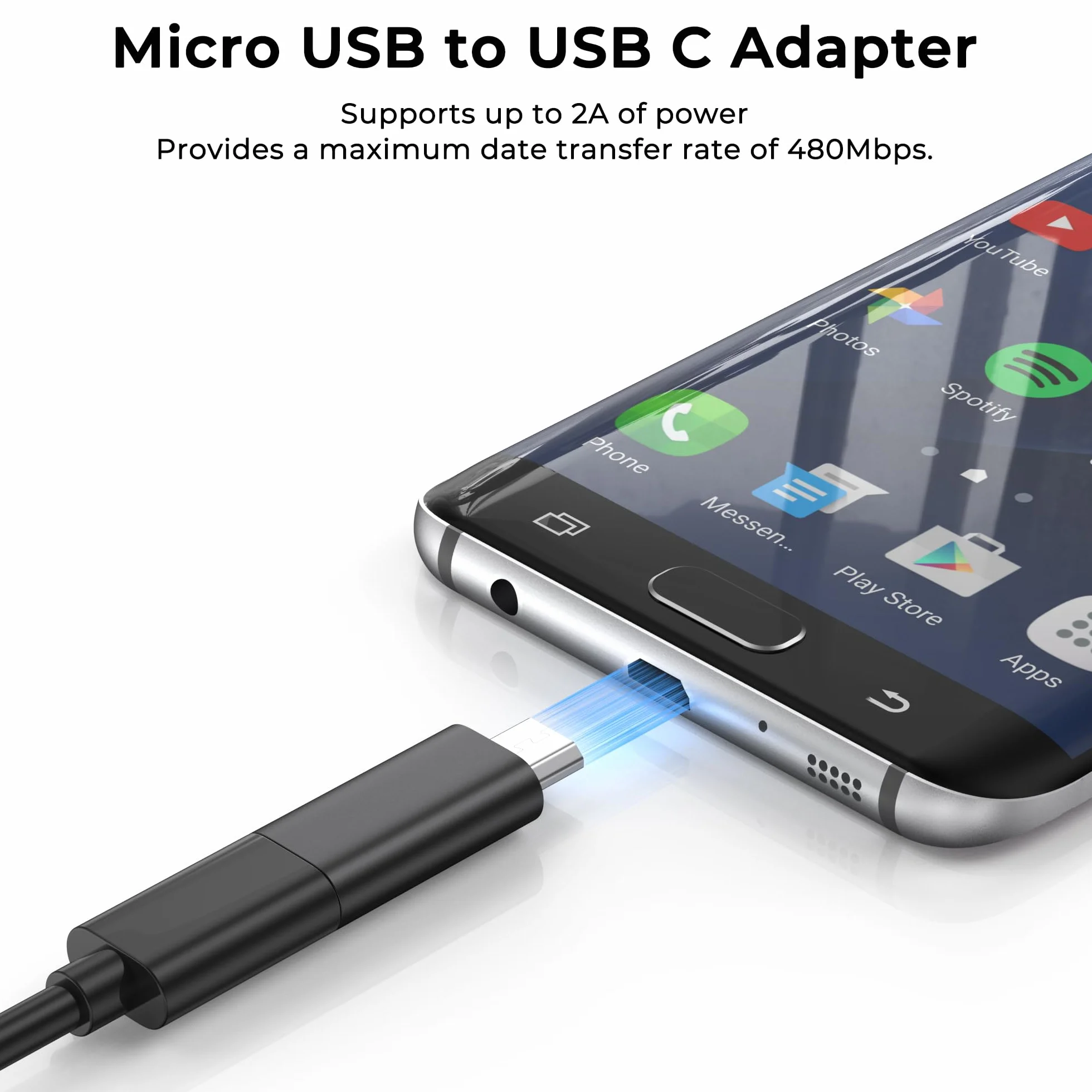 Adapter USB C Auf Micro USB, Typ C (Female) zu Micro-USB (Male) für Samsung, Huawei, Xiaomi, Power Bank