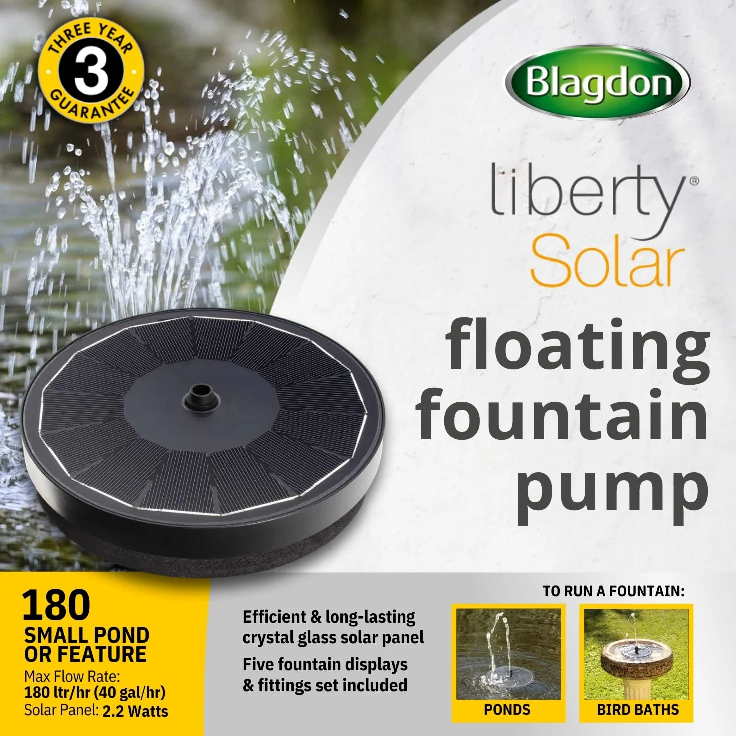 Blagdon Liberty No Dig Piscine Naturelle pour Jardin ou terrasse, Construction Facile, avec Pompe à Fontaine Solaire Flottante, Plate-Forme d'atterrissage pour Oiseaux, échelle d'accès à la Faune et