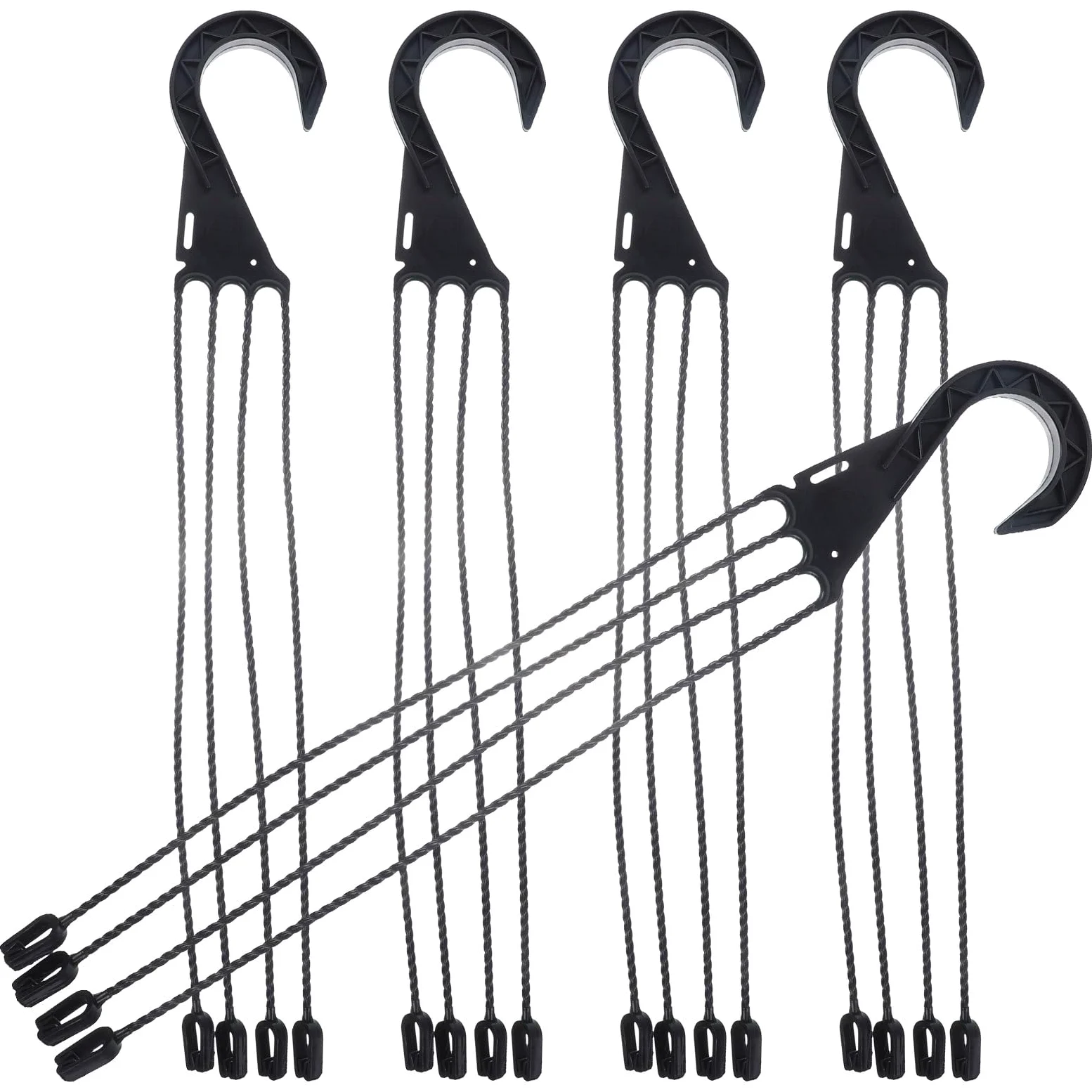 Healvian Lot de 5 crochets de suspension en plastique pour pot de fleurs, 45 cm, 4 points de suspension pour plantes, crochets de rechange pour pot de fleurs de jardin, supports muraux pour intérieur