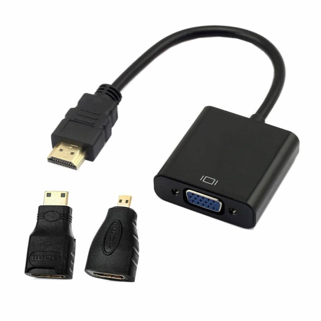 Chenyang Adaptateur HDMI vers VGA Femelle avec Micro Mini HDMI pour Projecteur Moniteur PC