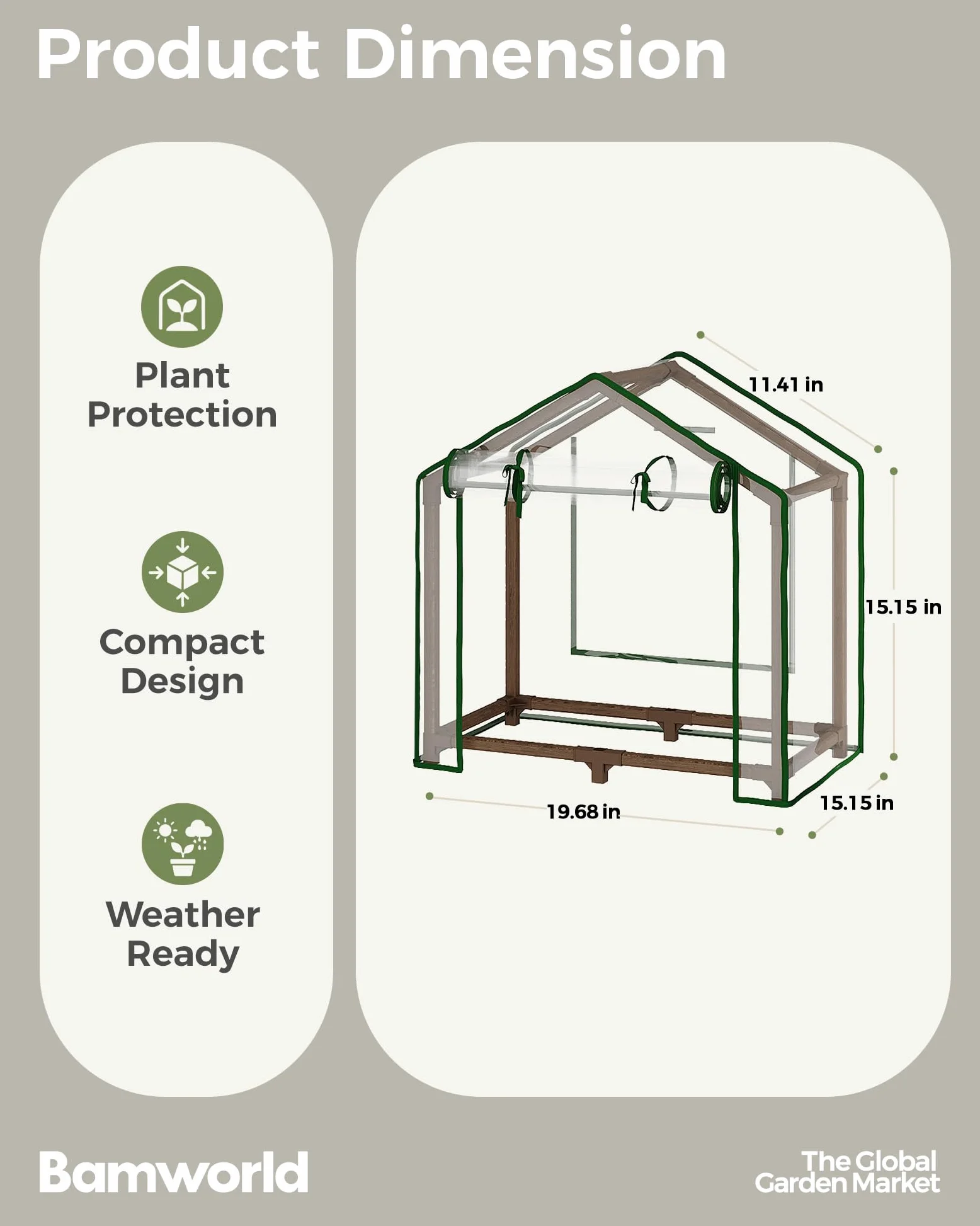 Bamworld Mini serre d'intérieur avec lampes de culture, petite tente de culture, réutilisable, portable, maison chaude avec housse en polyéthylène et fenêtre de ventilation pour le démarrage des
