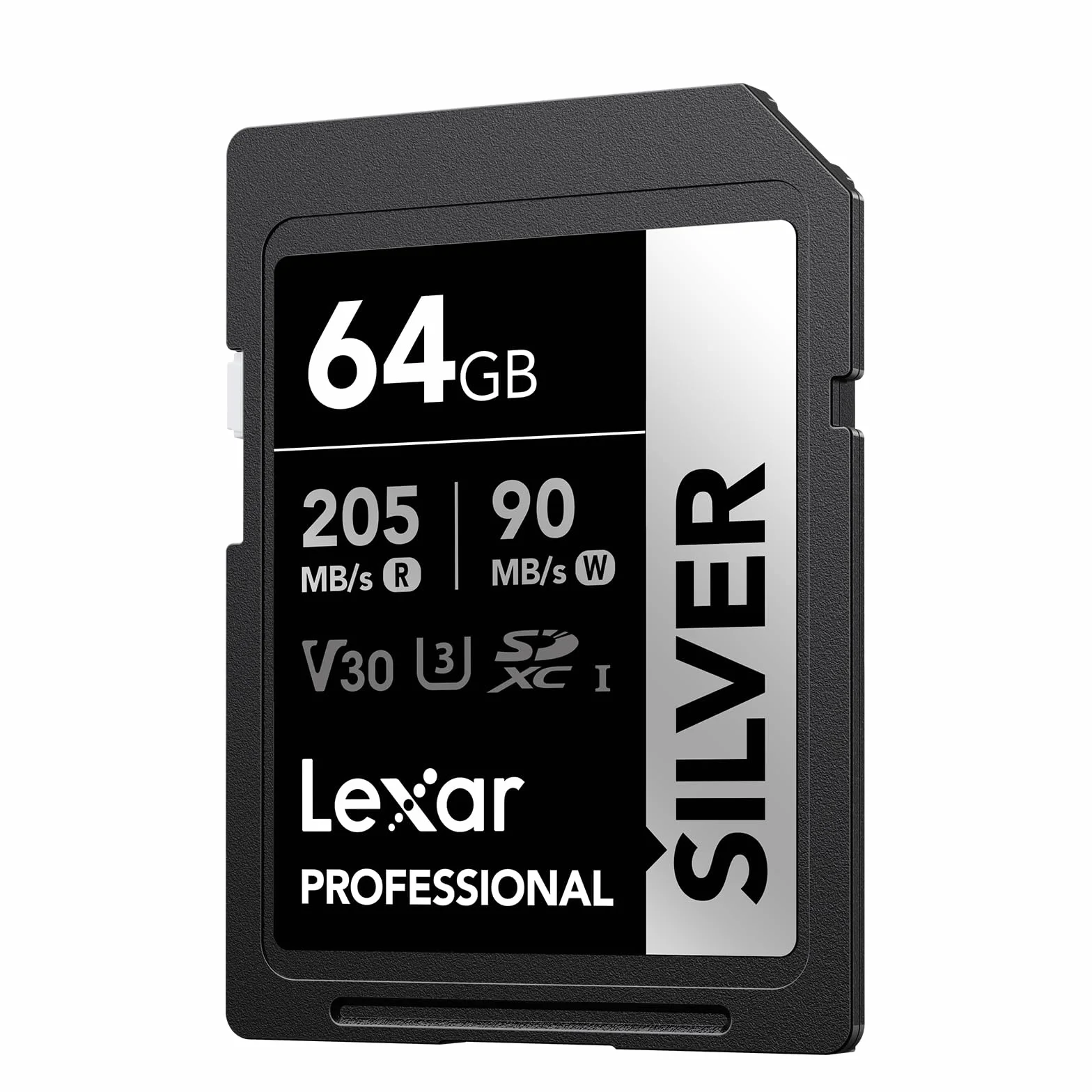 Lexar Silver Carte SD 64Go UHS-I SDXC V30 U3 Classe 10 205 Mo/s Lecture 90 Mo/s Écriture 4K UHD