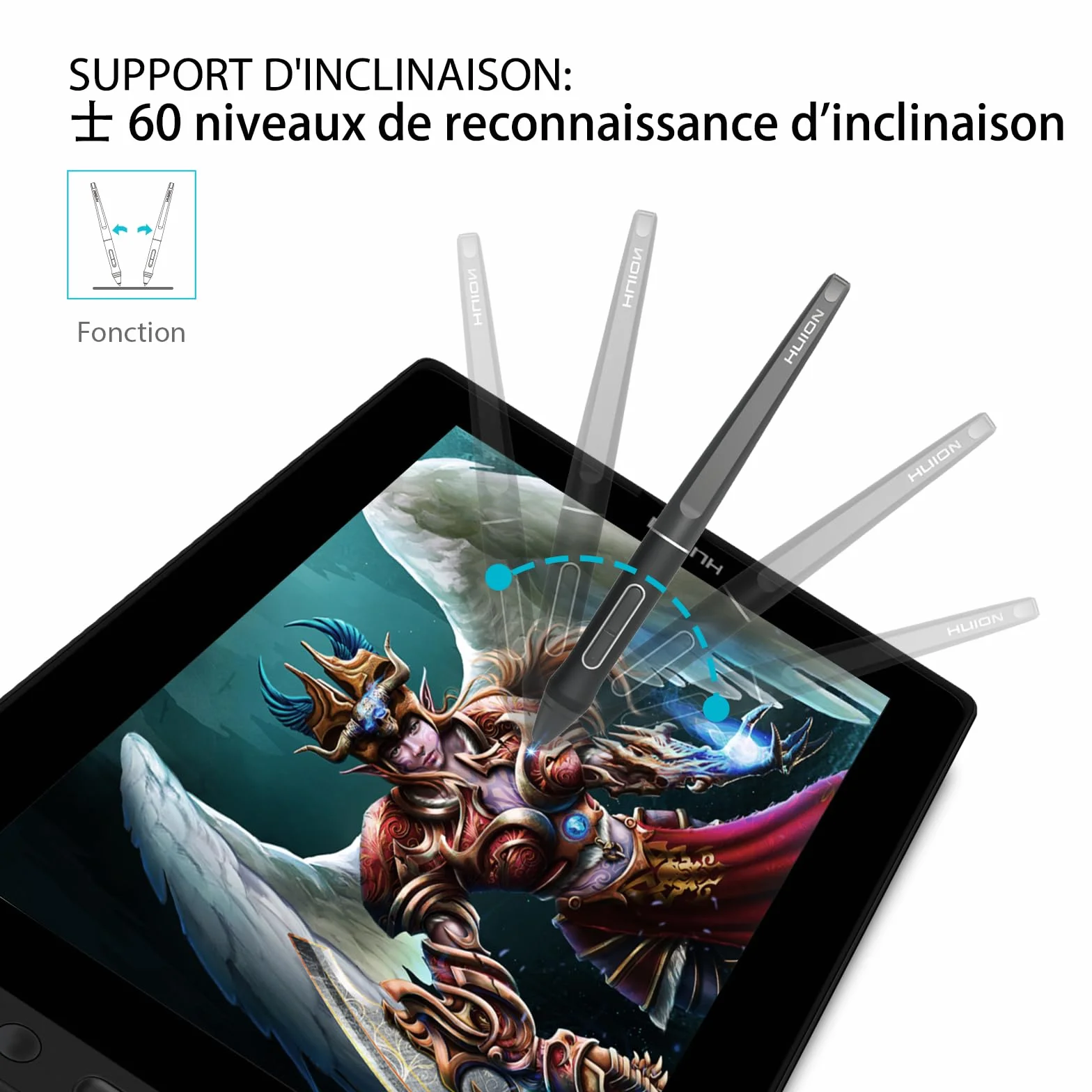 HUION KAMVAS Pro 13 Tablette Graphique Écran HD 13.3 Pouces Moniteur Dessin Compatible Chromebook Windows Mac