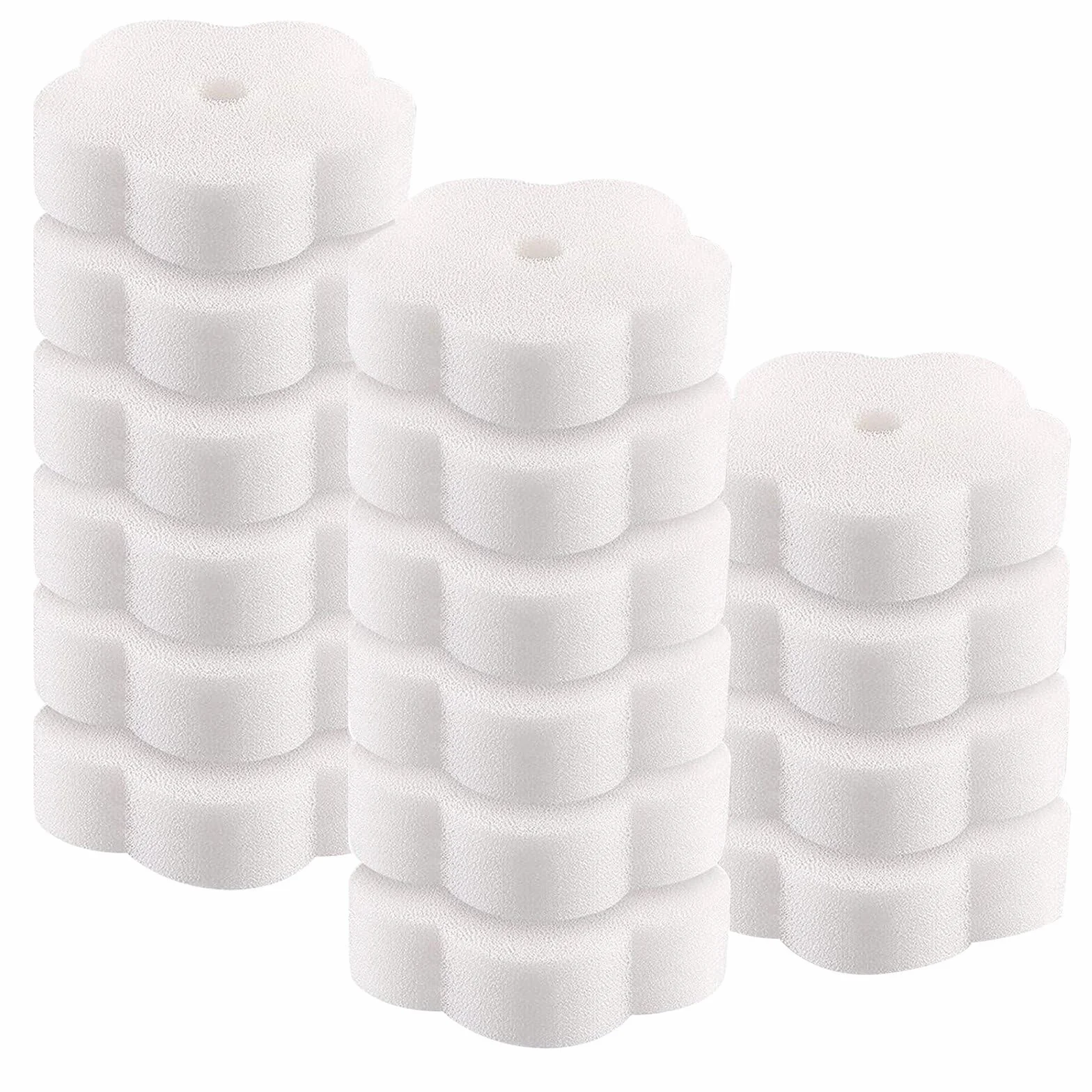 Éponge Absorbant l'Huile 16 Pièces, Éponge Filtre pour Piscine, Spa, Cuisine (Fleur)