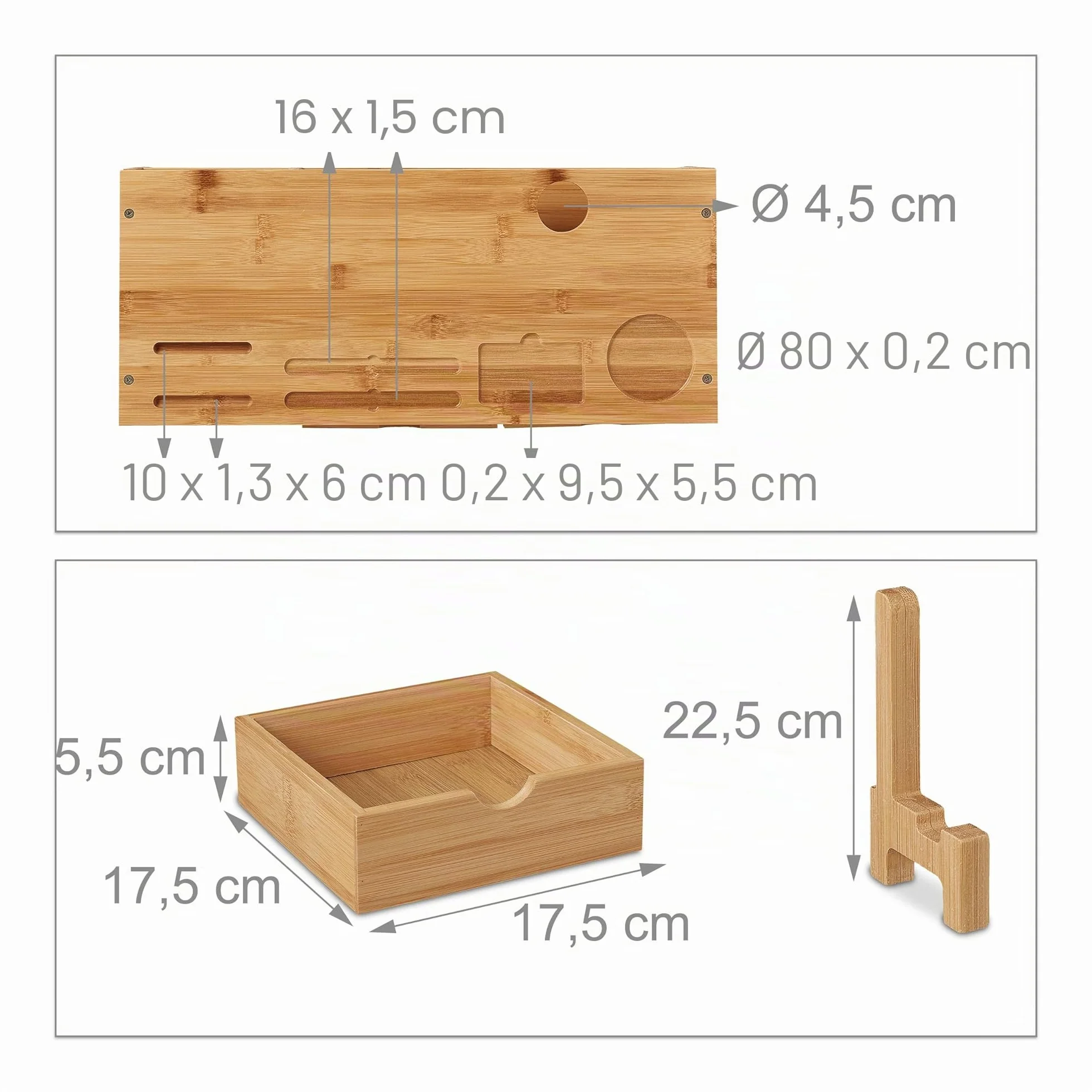 Relaxdays Support d'écran PC en Bambou 2 tiroirs Rehausseur Ordinateur 13x54x23 cm Naturel