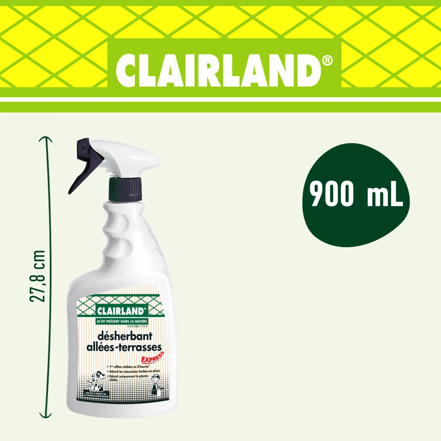 CLAIRLAND Désherbant Allées Terrasses Actif Nature Prêt à l'emploi 900 ML