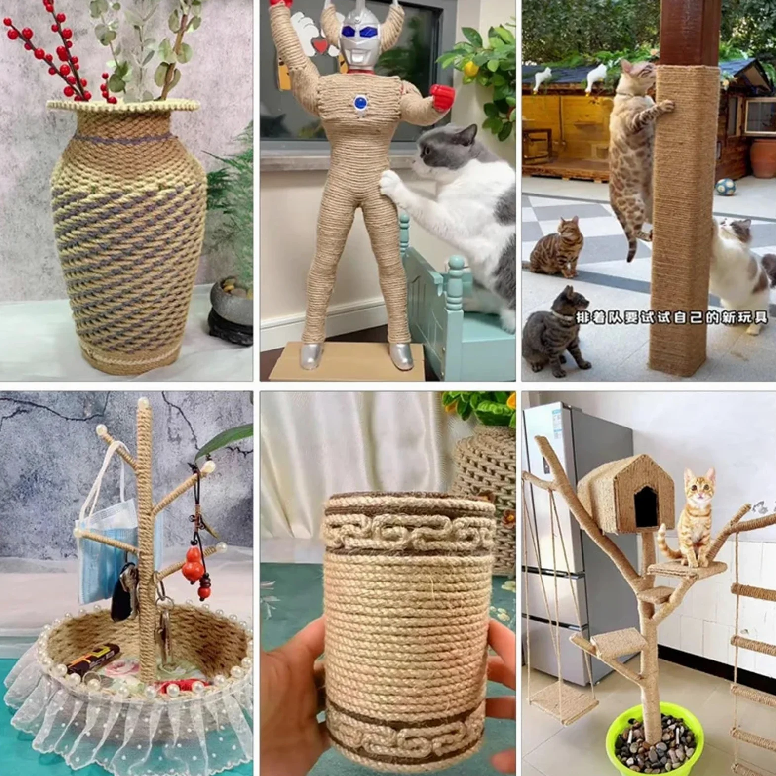 Ficelle De Jardin Corde de Jute en macramé, 50/100M, for Bricolage, Couture, Textile Maison, Chaise Bureau, Reliure Jambes, Plante Suspendue, Fabrication Pot Fleur(100M,4mm)
