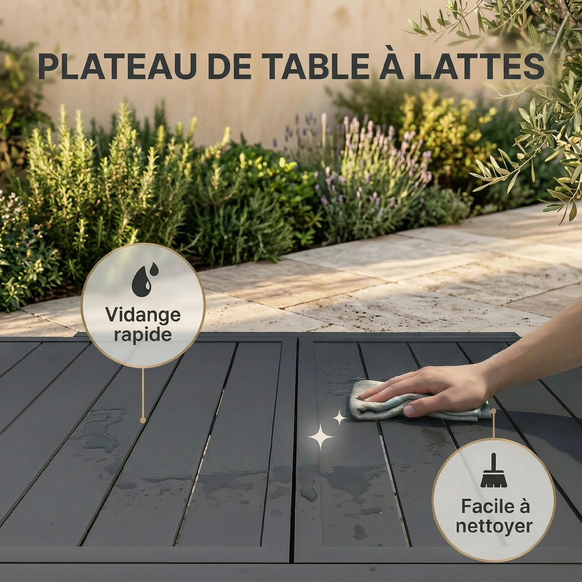 Outsunny Table de jardin extensible 160/80 x 80 x 75 cm aluminium acier noir 4-6 personnes