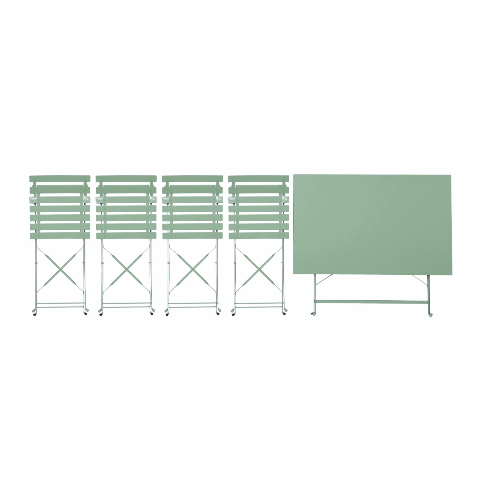 Table de Jardin Bistrot Pliante Métal 110x70cm + 4 Chaises Pliantes Acier Thermolaqué