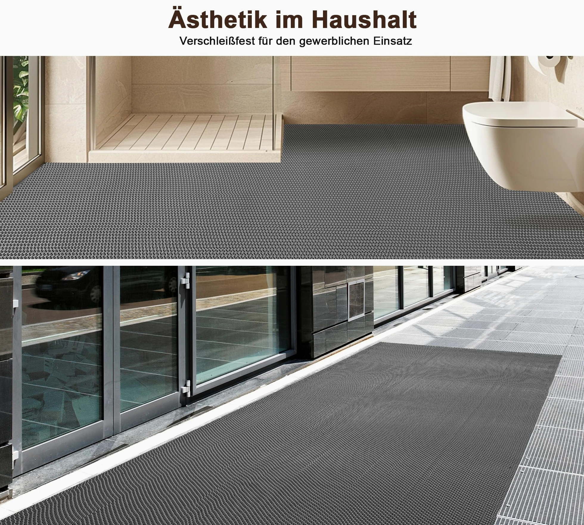 bimiti Tapis de sol de drainage, 90 x 200 cm, en PVC, épaisseur 6 mm, antidérapant, tapis commercial, tapis de douche creux en maille pour zones humides, cuisine, piscine, buanderie, restaurant, gris