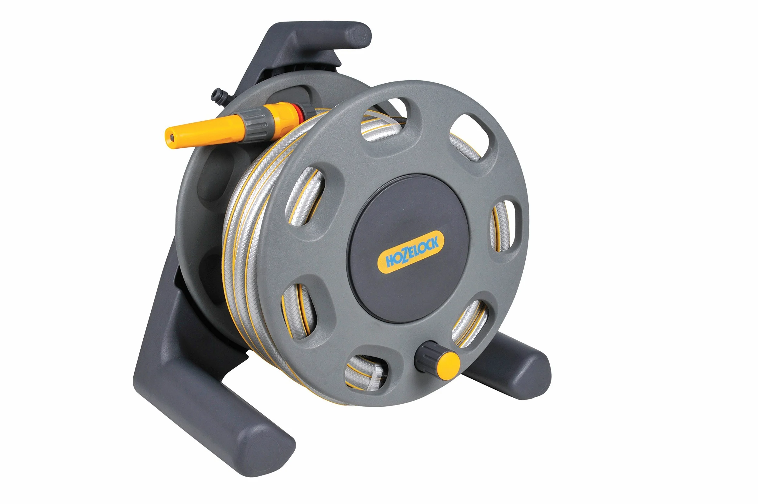 HOZELOCK - Dévidoir de Tuyau Portable 15 M : Poignée Intégrée, Livré avec 15 M de Tuyau Multi-Usages, Raccords et lance, Capacité Max 30M [2412R0000]