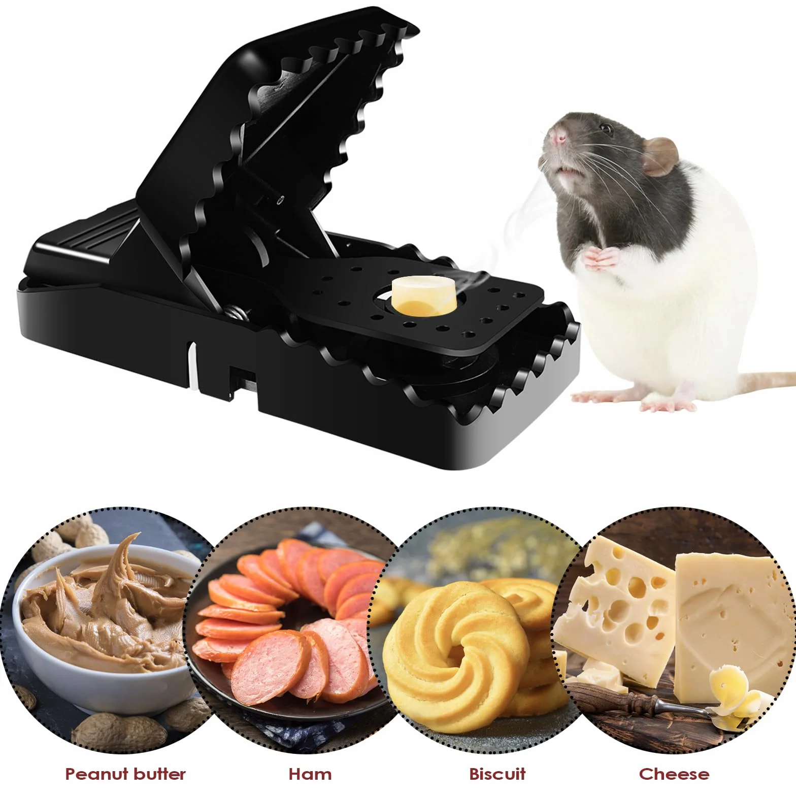 Piège à Rats Professionnel 6 Clips, Piège Souris Reutilisable Plastique