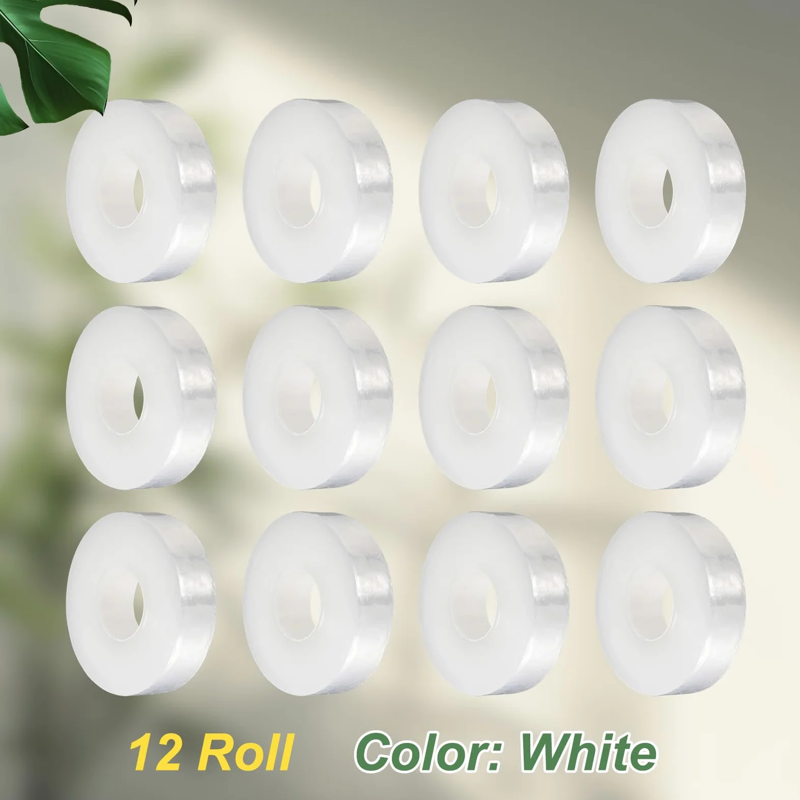 QUARKZMAN 12pcs Ruban de Greffage pour Arbres Fruitiers 1.5CM x 200M 0.3" Dia PE Ruban Élastique de Jardin pour Greffage et Réparation de Plantes Pépinière Film Autoadhésif, Blanc