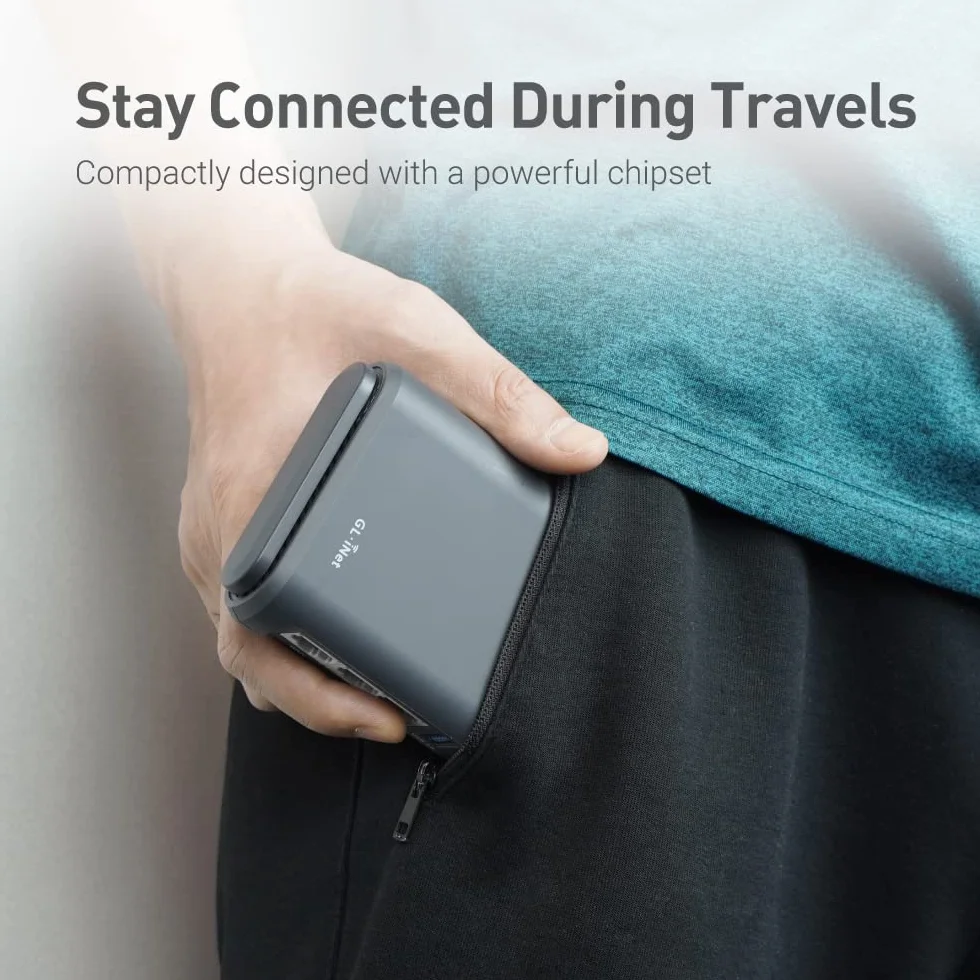 GL.iNet GL-A1300 Slate Plus Routeur de Voyage VPN sans Fil Wi-Fi Portail Captif Hôtel Connexion Téléphonique Prolongateur Point d'Évaluation Format Poche Open Source NAS