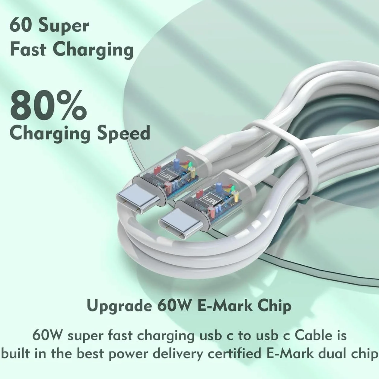 Câble USB C vers USB C Lot de 2 Charge Rapide 4.0 60W Type C pour iPhone 17/16/15/Pro/Plus/Pro Max iPad Pro Air Mini Samsung Galaxy S25 S24 S23 S22